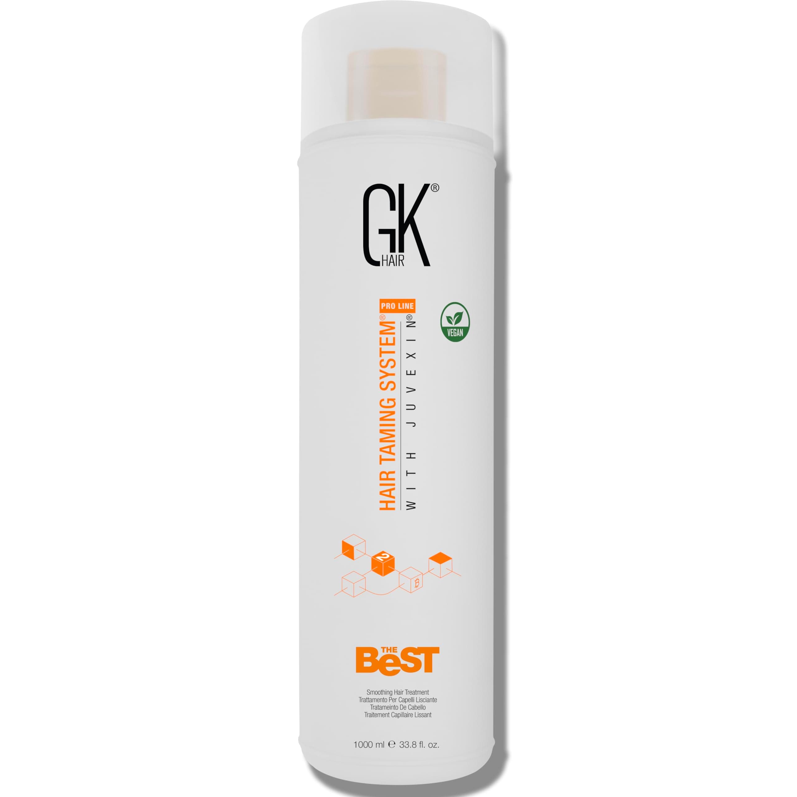 GK HAIR Global Keratin The Best (33.8 Fl Oz/1000ml) Smoothing Keratin Hair Treatment - Professional Brazilian Complex Blowout Straightening For Silky Smooth & Frizz Free Hair - Formaldehyde Free