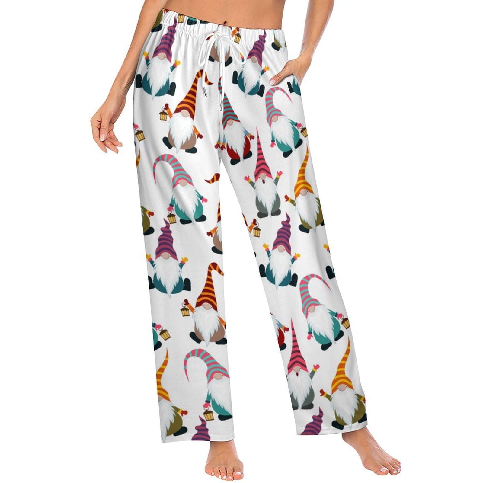 Ysidec Cute Funny Animals Women Lounge Pants Comfy Pajama Bottom Drawstring Sleepwear Pajamas Pants S-5XL, Christmas Gnomes Multicolor, Large