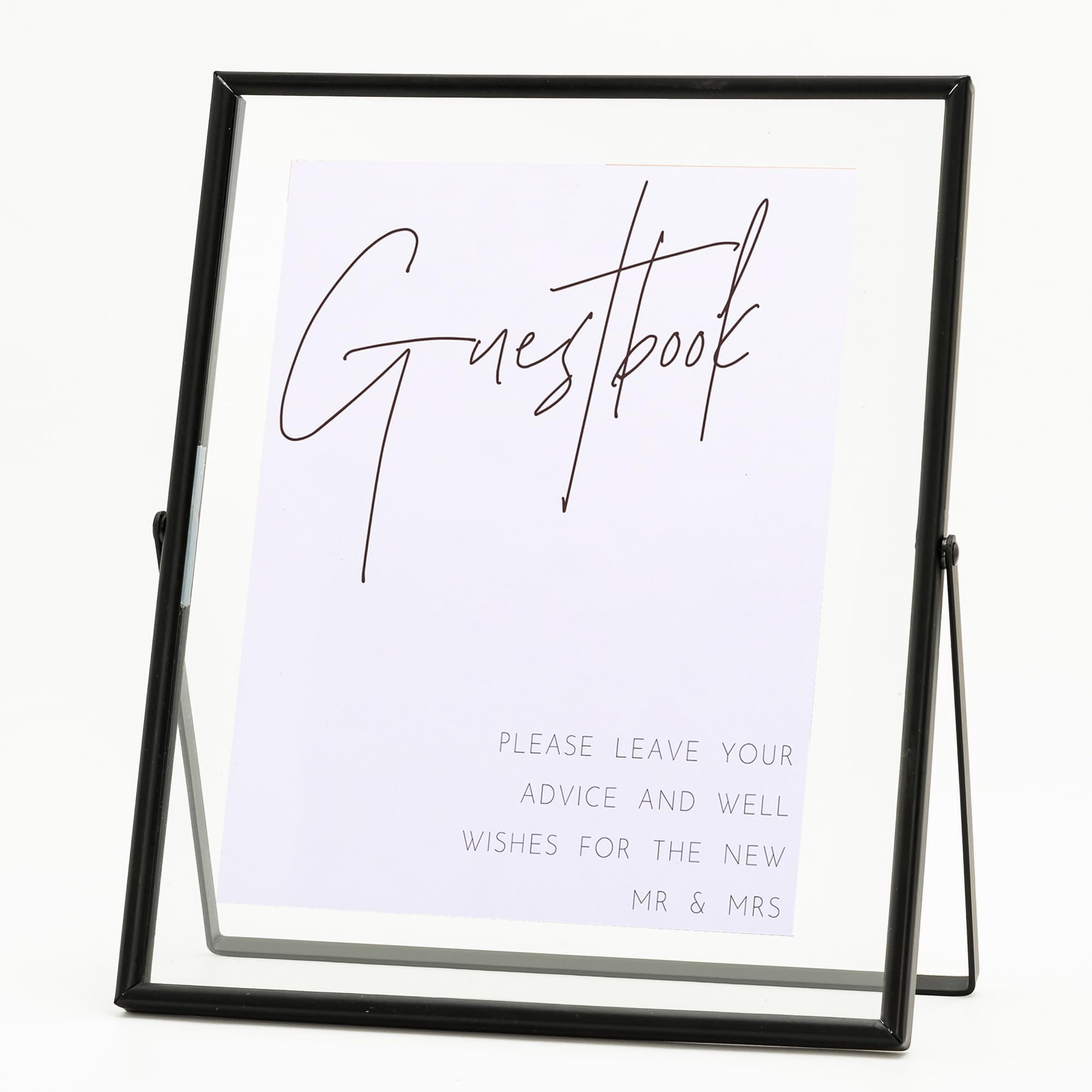 Calculs Metal Floating Picture Frames Sign for Wedding/Party Table Guestbook Alternative Glass Photo Display Black 10x8 inces