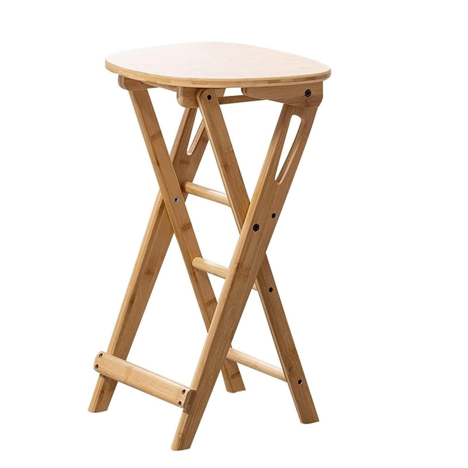 Counter Height Folding Chair, Portable Kitchen Bar Stool, Bamboo Breakfast Stool with Footrest, for Indoor Outdoor (Natural 61CM/24inch)