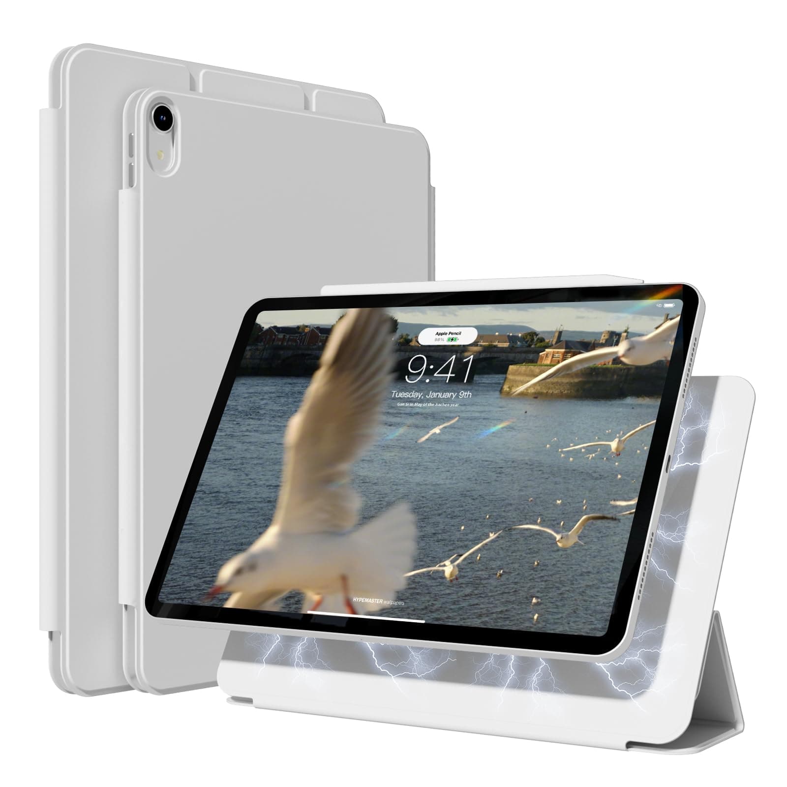 ZOPSGYU Magnetic Case for iPad Air 11 Inch M4/M3/M2 (2026/2025/2024), iPad Air 5th/4th Gen (2022/2020) 10.9 Inch, Powerful Magnetic Attachment, Slim Trifold Stand, Pencil 2nd Charging, Gray