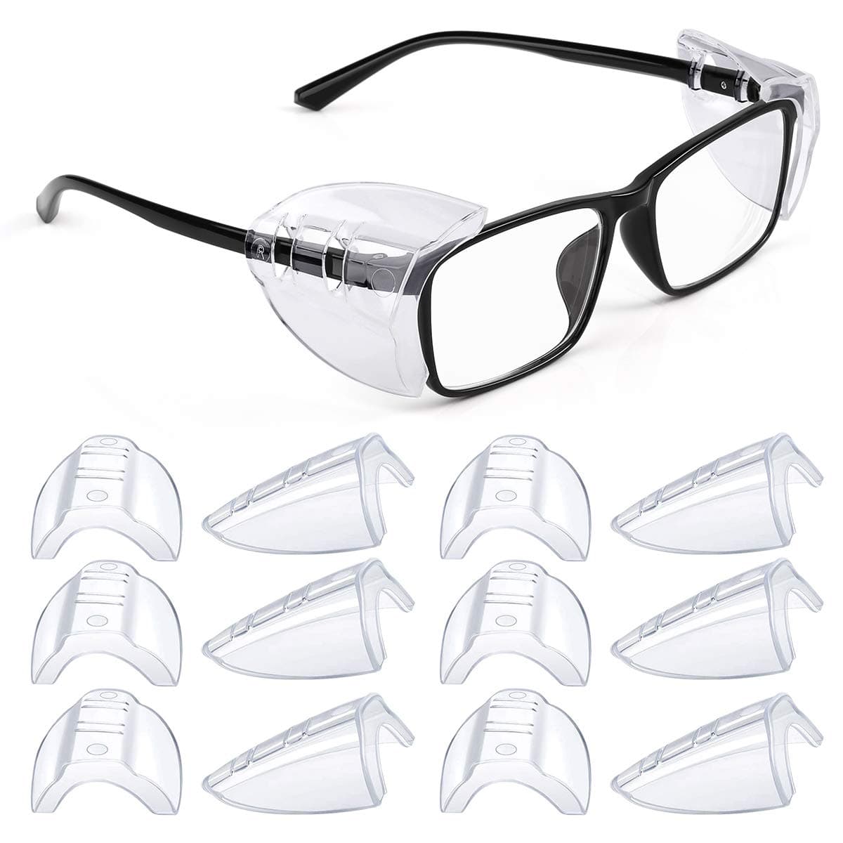 6 Pairs Safety Glasses Side Shields, Slip on Clear Side Shields for Glasses Eye Protection Lunette, Fits Small to Medium Eyeglasses clip on (6)