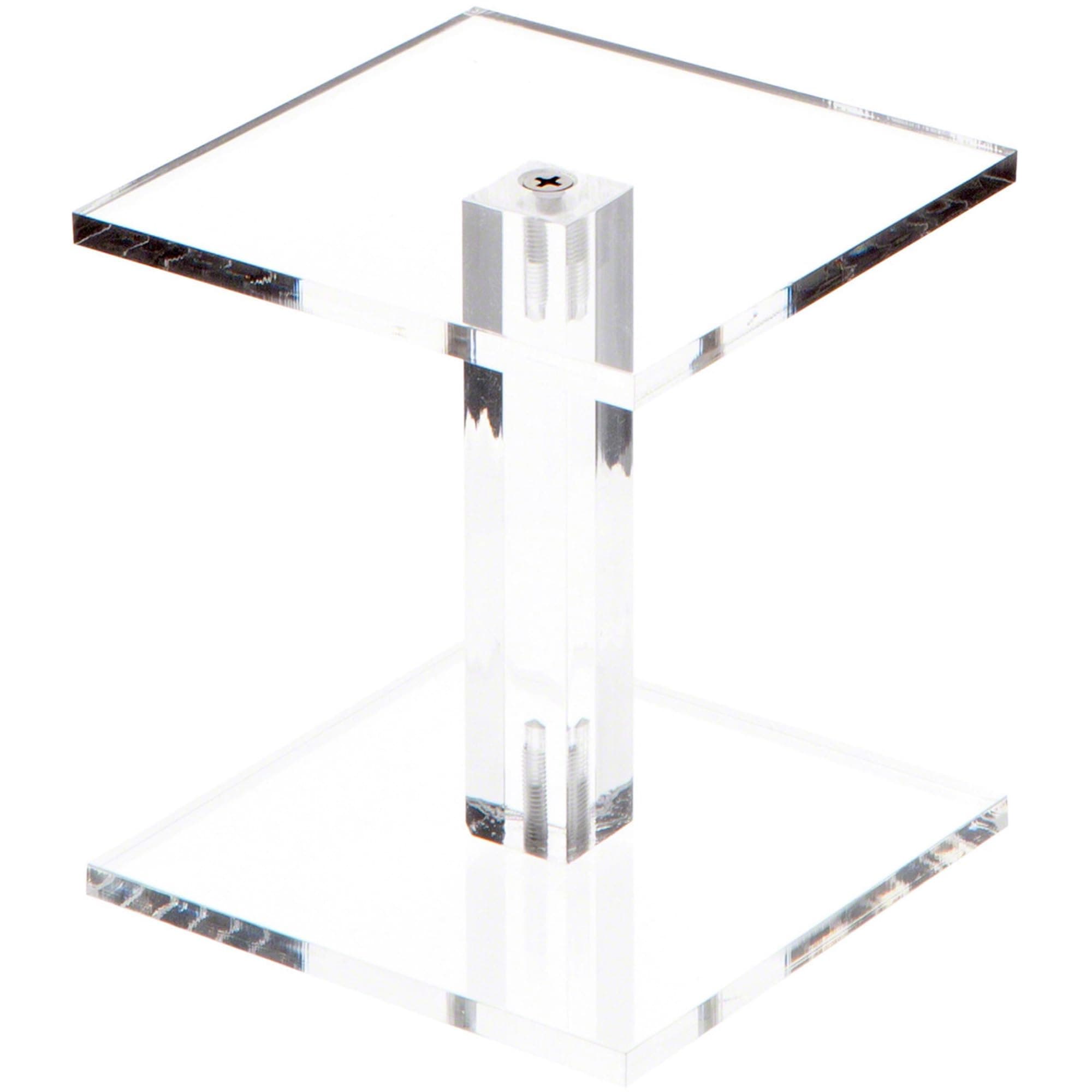 Plymor Clear Acrylic Square Barbell Pedestal Display Riser, 4.5" H x 4" W x 4" D (1/4" thick) (2 Pack)