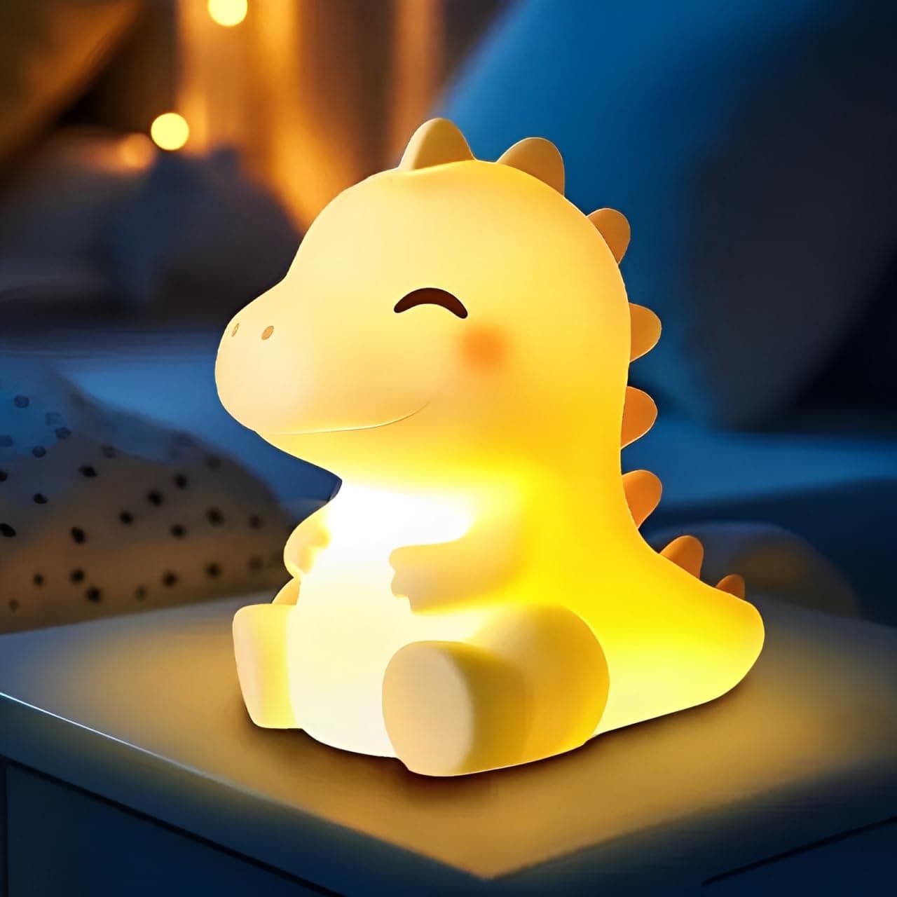 Mewaii Cute Dinosaur Night Light Kids, 3 Levels Dimmable Silicone Kids Night Light with 4 White Noise, Long Battery Life Rechargeable Dinosaur Lamp for Baby, Toddler Nightlight,Boys Gifts,Room Decor