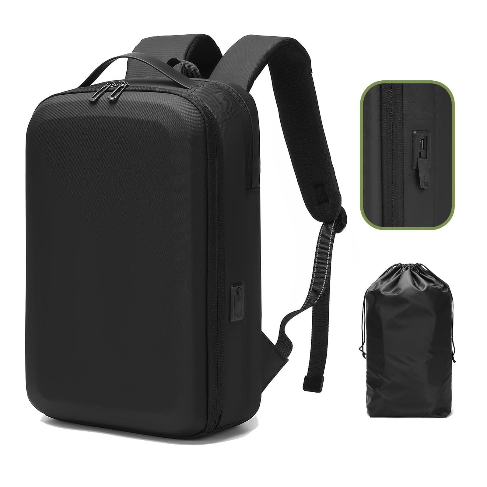 GYakeog Men's EVA Semi-Hard Shell Laptop Backpack - USB-C Charging Port, for Daily Use, Commute, Work & Travel (6635)