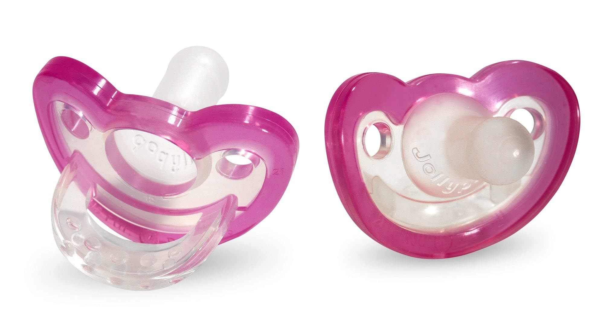 RaZbaby JollyPop Baby Pacifier Newborn, Double Pack, Pink, 0-3 Months
