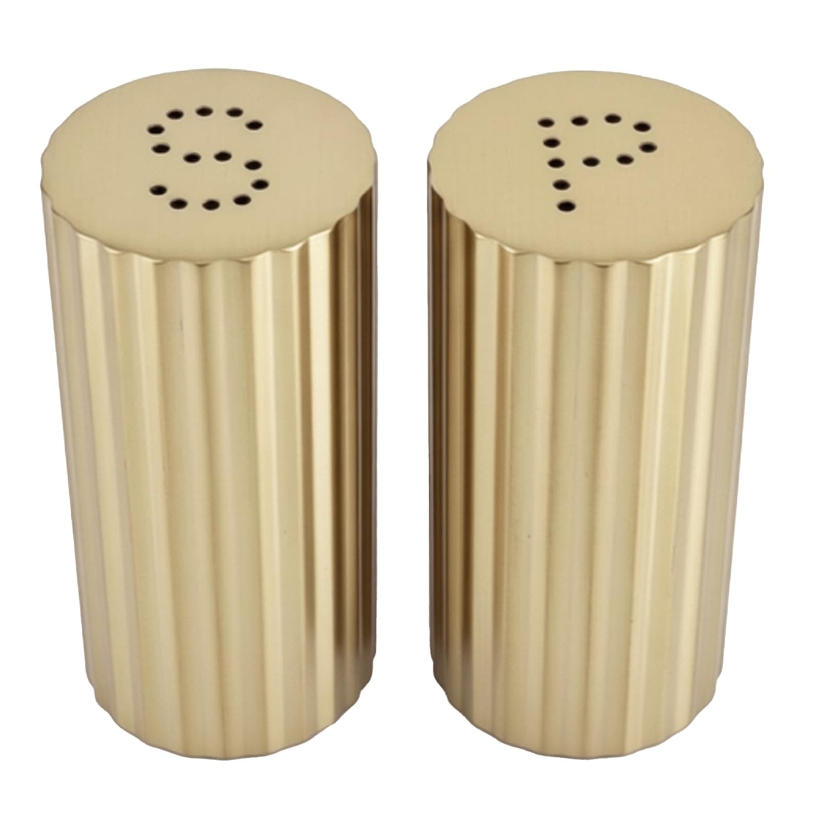 YUEHISY 2pcs Seasoning Shakers, 304 Stainless Steel Salt and Dispensers with Multifunctional Use for Er and Powdered Sugar, Portable Condiment Bottles for Outdoor Barbecue and (Gold)