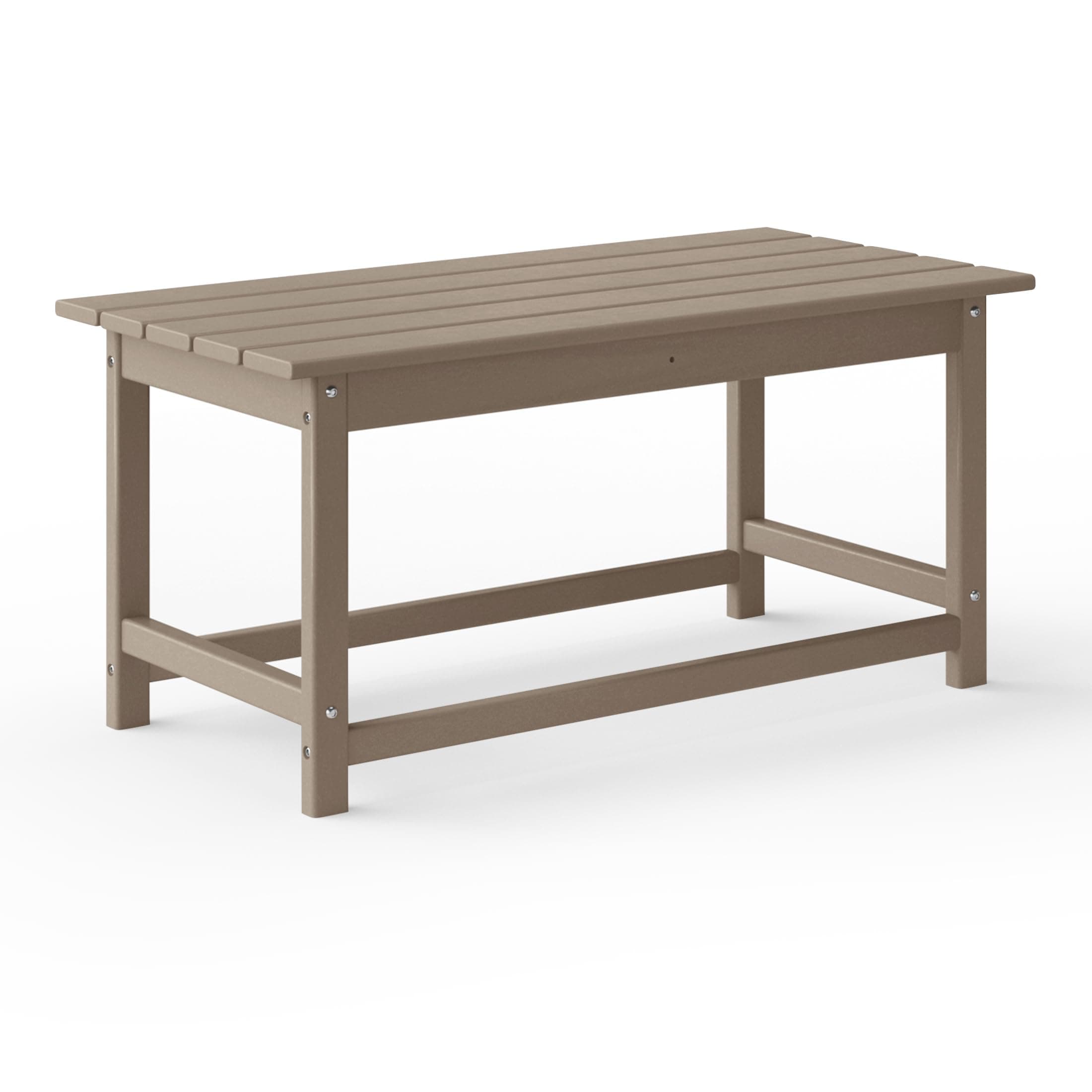 WestinTrends Malibu Outdoor Coffee Table, 35" x 17.5" All Weather Poly Lumber Patio Adirondack Coffee Table for Garden Lawn Porch Balcony, Weathered Wood