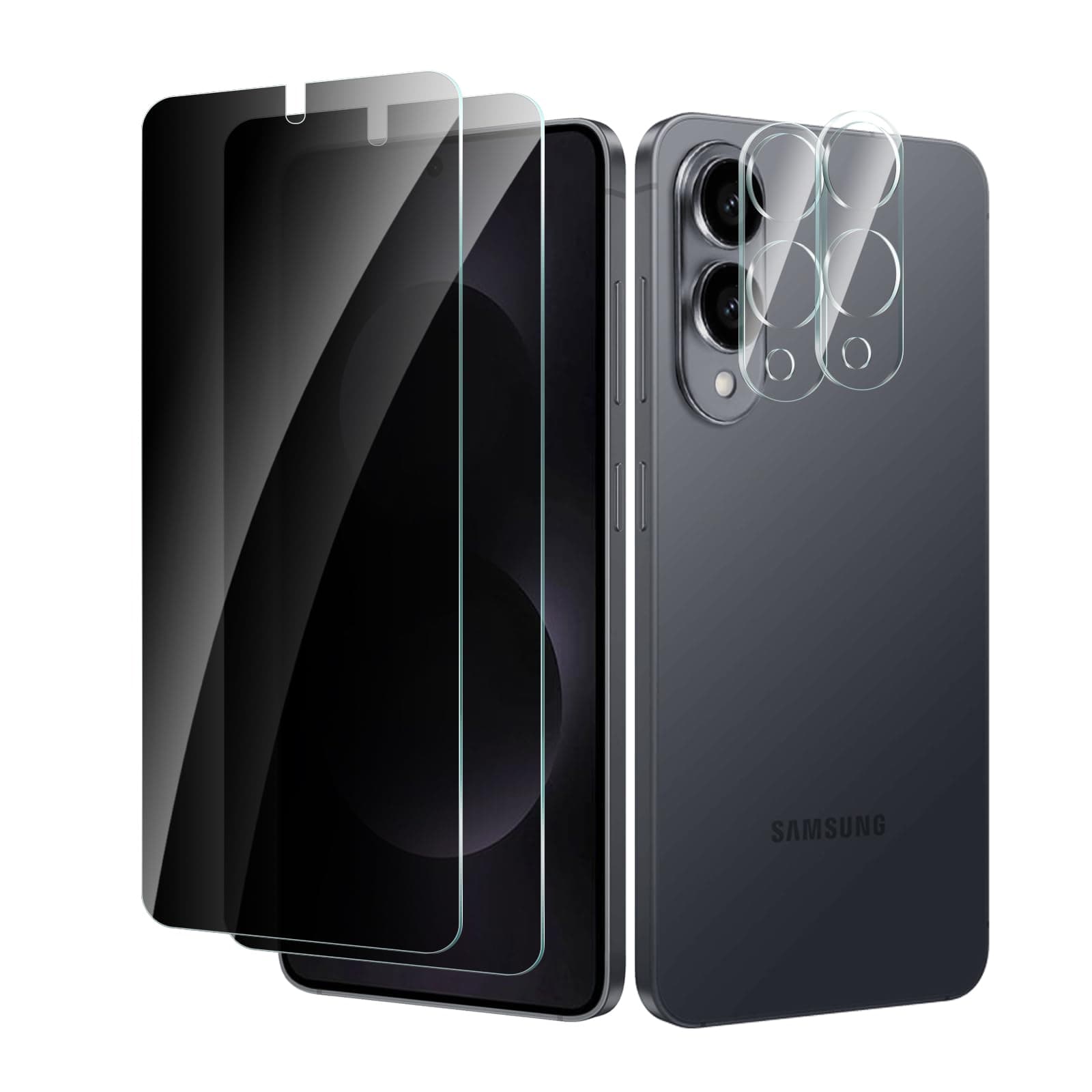 CYYAGE 2+2 Pack for Samsung Galaxy S25 Edge Privacy Screen Protector with Camera Lens Protector, Anti Spy Tempered Glass Protection Film 9H Hardness, Scratch Resistant, Case Friendly