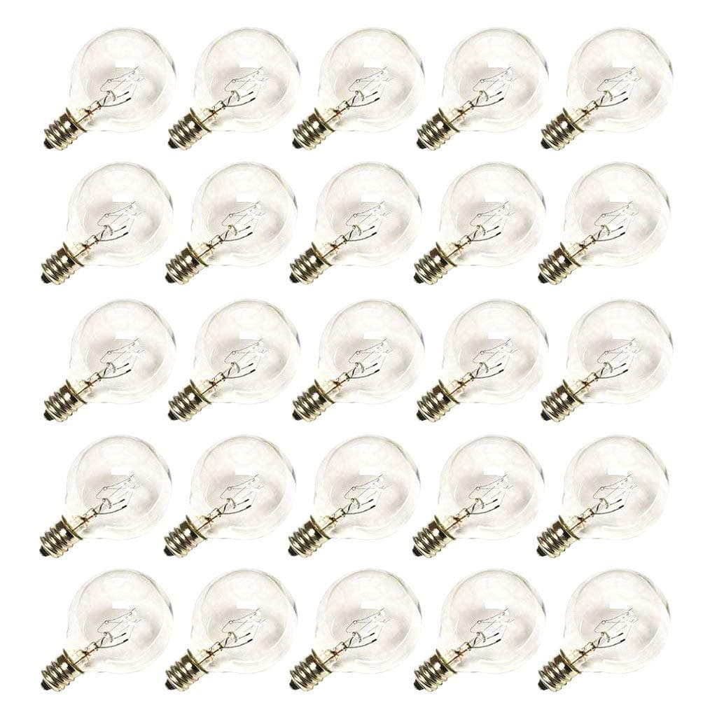 Monkeydg 25-Pack G40 Globe Clear Bulbs Replacement Screw Base Light Bulbs Edison Style Glass Bulbs -UL Listed for Indoor/Outdoor-5W/110V/E12 Base