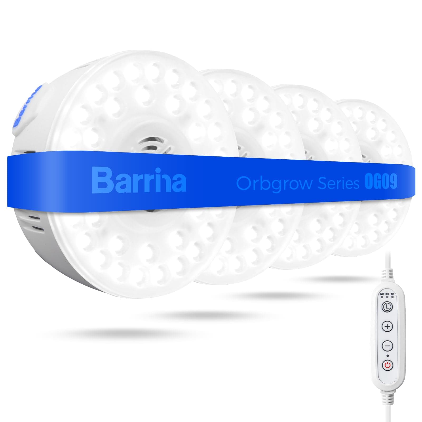 Barrina OG09 Puck Grow Light, 36W(4 x 9W), 5000K, Timer, 4 Packs, White