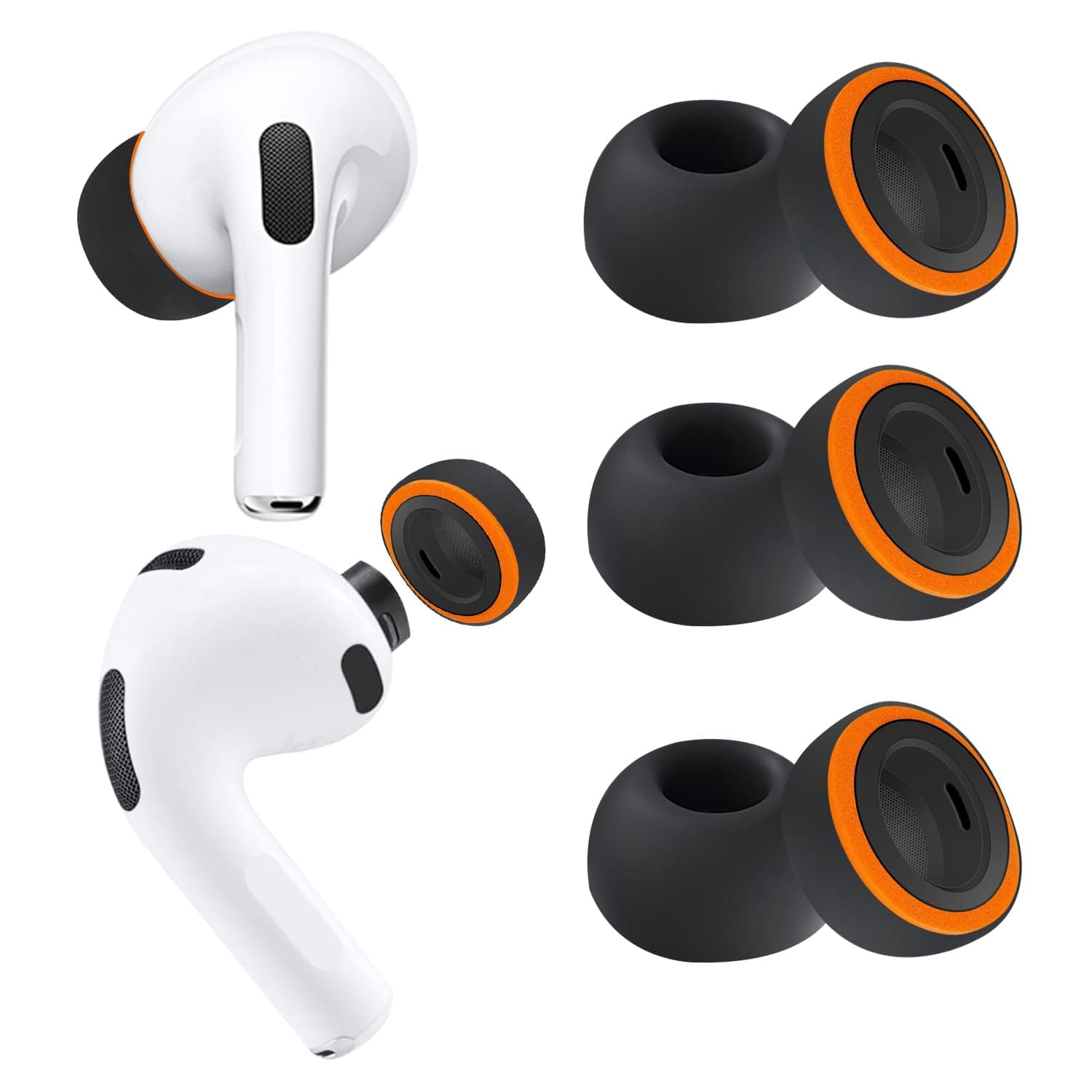 KASOTT 2025 Upgraded Memory Foam&Silicone Hybrid Ear Tips for AirPods Pro 3, Ultimate Comfort, Anti-Slip Eartips, Superior Noise Isolation, Fits in The Charging Case,3 Pairs (Black, Small)