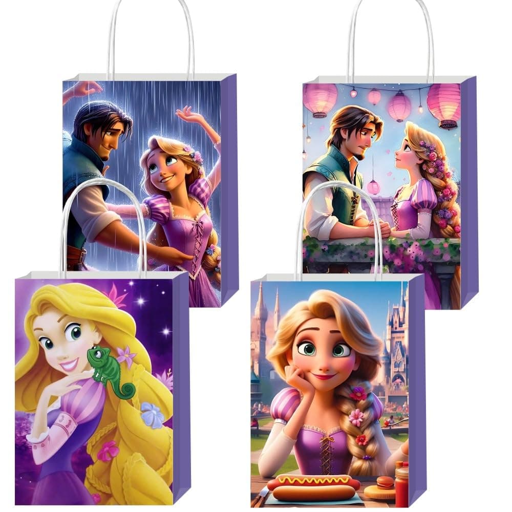 CICICO 12pcs Princess Gift Bags Goodie Bags with Handles for Kids Birthday Party Decorations Supplies