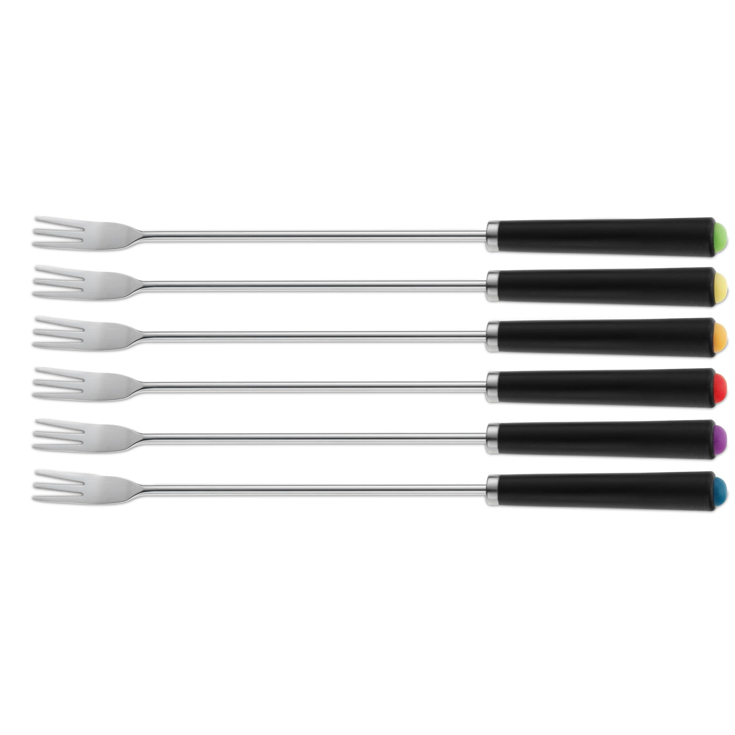 kela Cheese Fondue Fork Set Morena 6 Pieces Stainless Steel/Plastic, 24,5 x 3 x 3 cm, Silver/Black