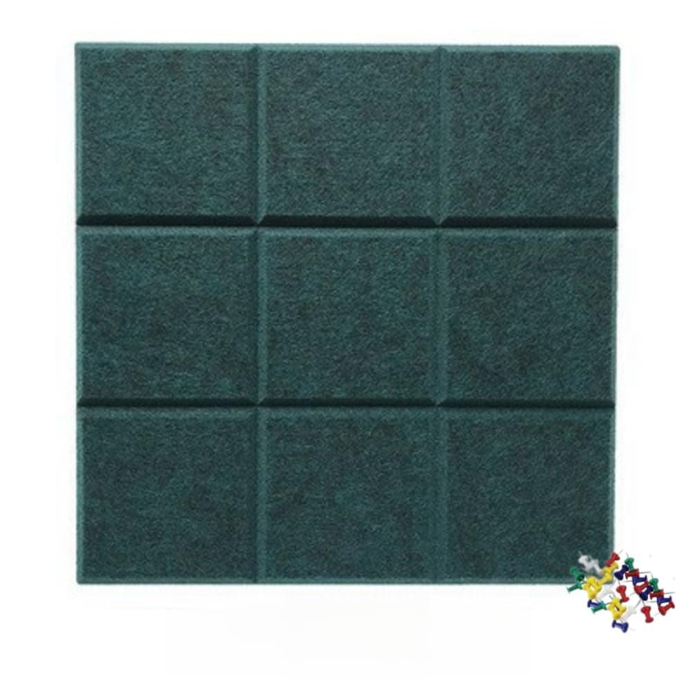Large Felt Bulletin Board with 10 Push Pins,Self-Adhesive Poster Cork Board Tiles for Walls,Photos Memos Notice Boards for Home Office School (Dark Green,6pcs-Velcro)