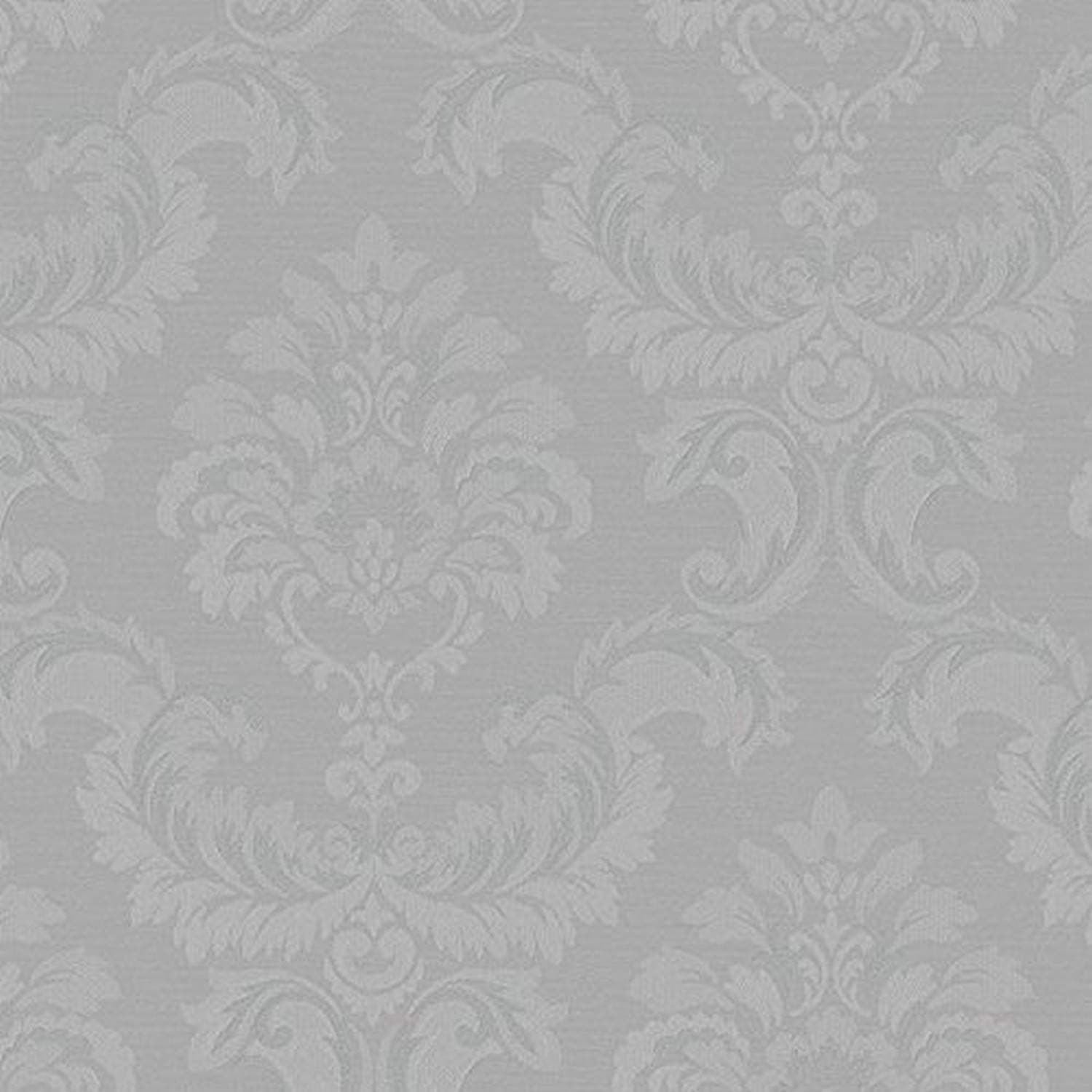 Manhattan Comfort NWSK34746 Hyattsville Silk Damask Textured Wallpaper, Silver