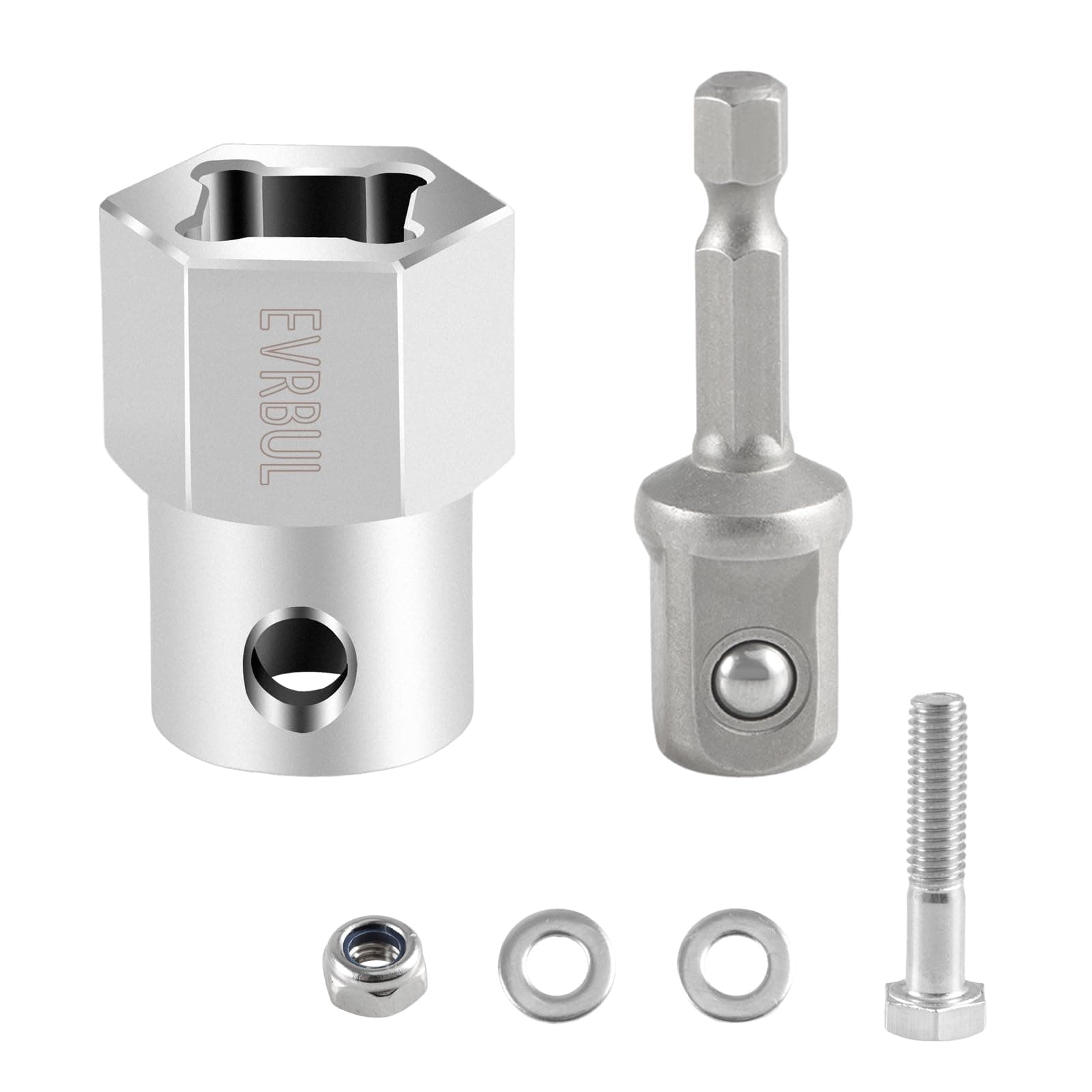 EVRBUL Upgraded Stainless Steel Top Wind Trailer Jack Crank Handle Cordless Drill Adapter with a 1/2 Inch Socket Adapter Bit, EVHDA28921