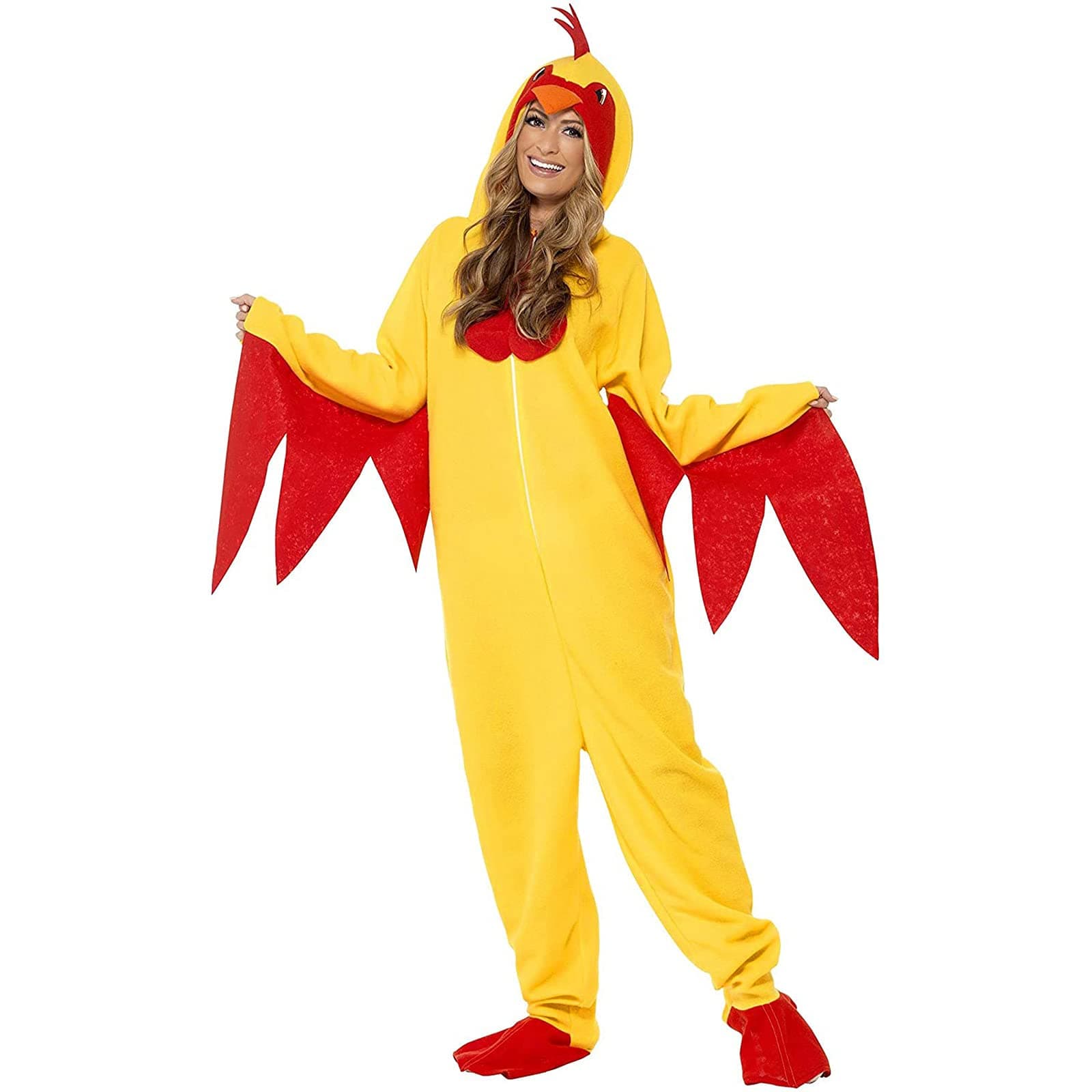 SANSIWU Adult Onesie Halloween Costume - Unisex Frog Costume Suit Adult Turkey One Piece Jumpsuit Halloween Funny Outfits (A-Yellow, M)