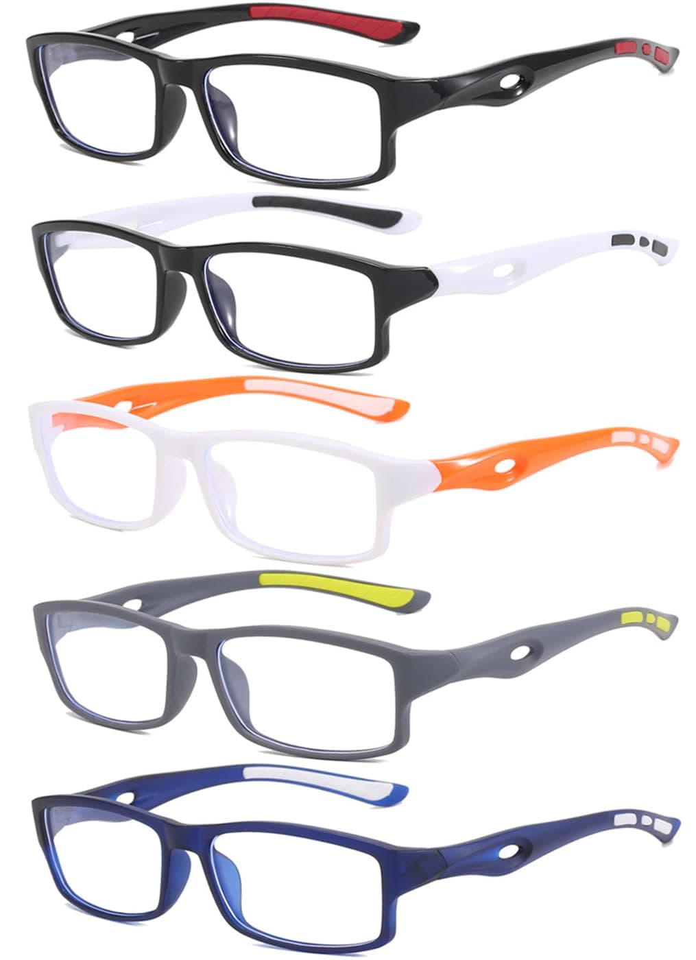 Eyglajdd 5 Pack Reading Glasses Sporty Blue Light Blocking Lightweight Readers Glasses for Women and Men Reader +3.50