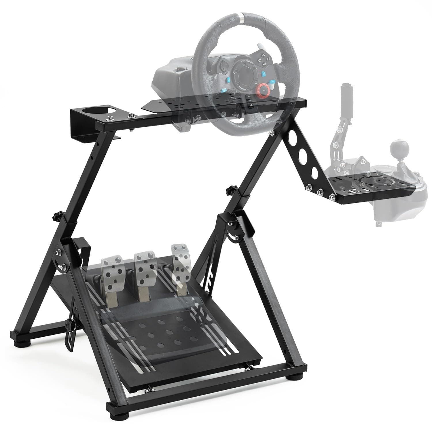 Gazzyt Foldable Racing Wheel Stand Adjustable Racing Cockpit for Logitech