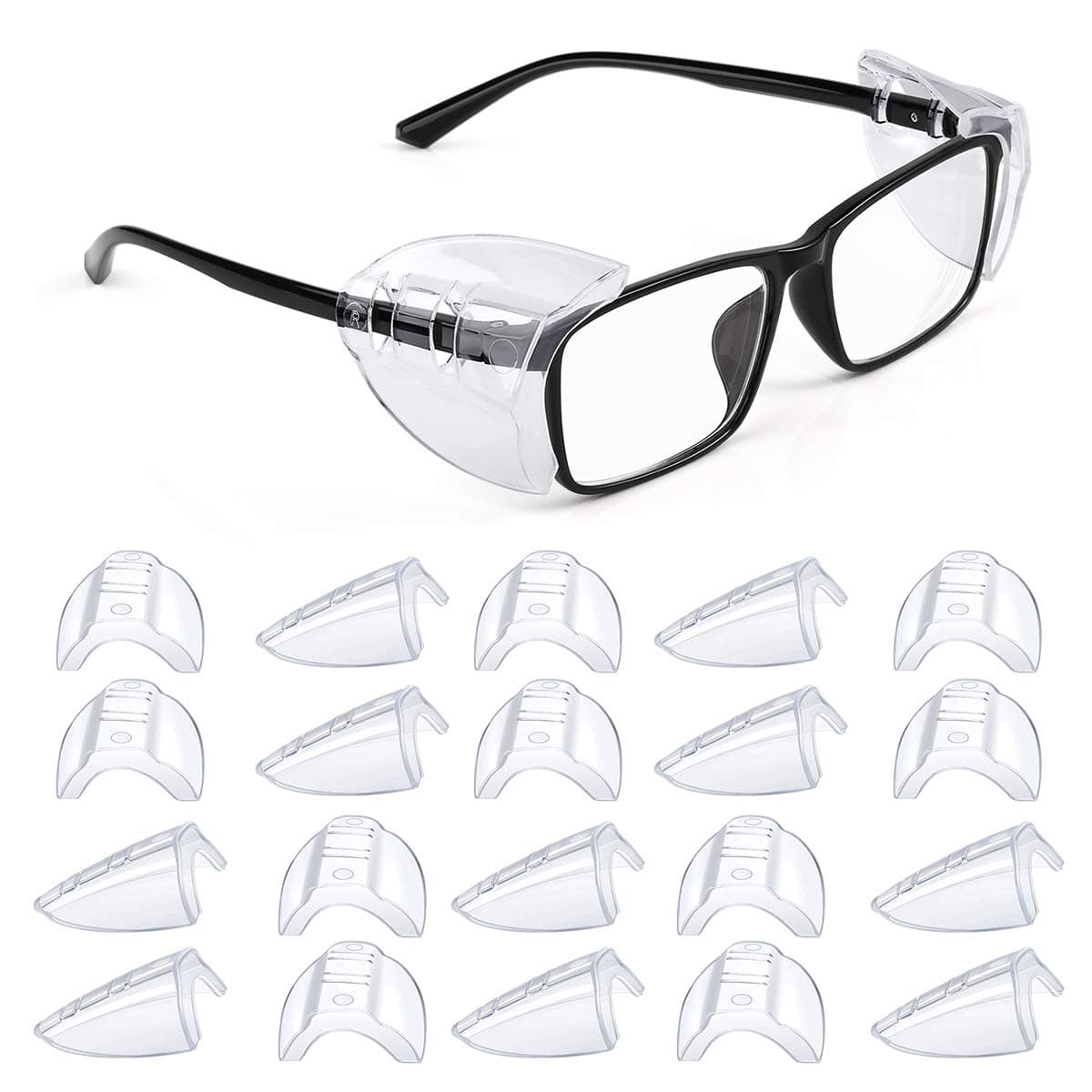 10 Pairs Safety Glasses Side Shields, Slip on Clear Side Shields for Glasses Eye Protection Lunette, Fits Small to Medium Eyeglasses Clip on (10)
