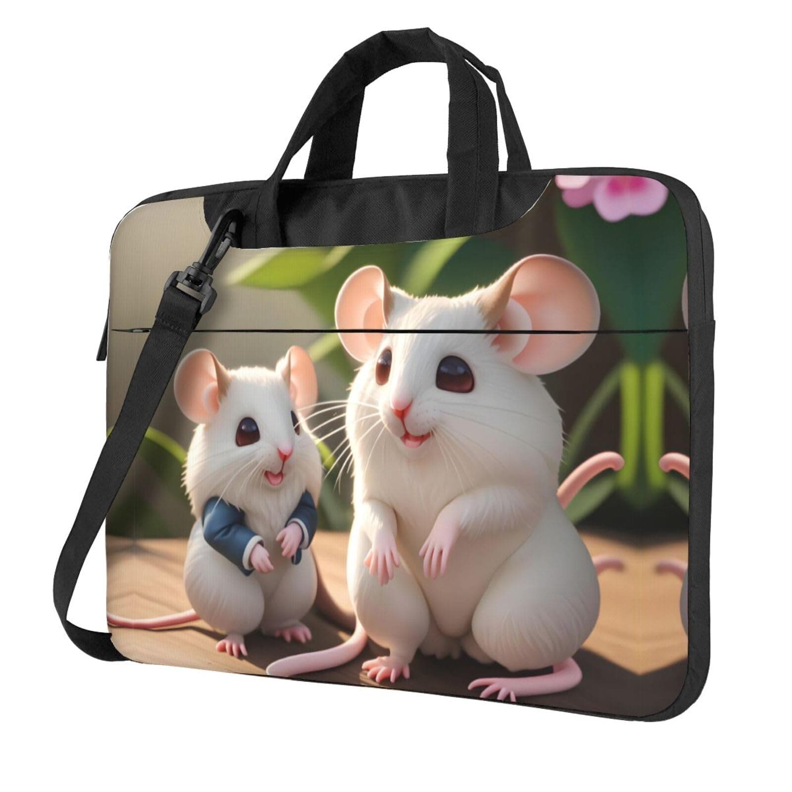 WXCJWD Mother and child rats Laptop and Tablet, Sleek Design, Durable and Water-Repellent Fabric, Business Casual, Black, 15.6 inch