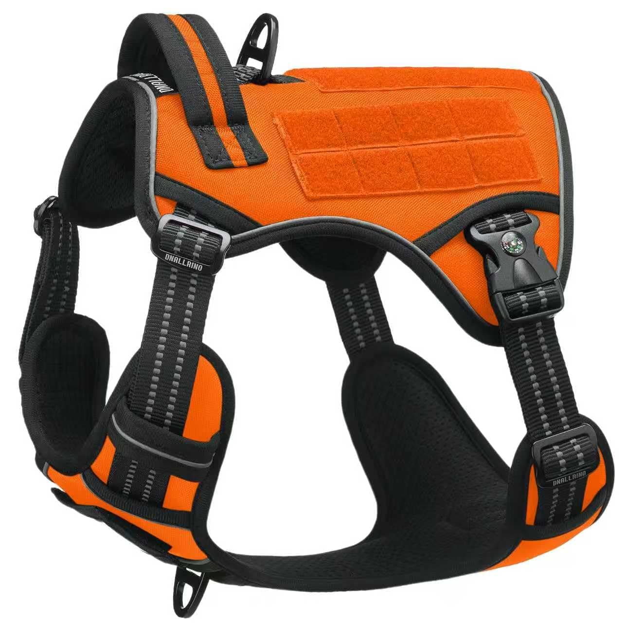 DNALLRINO Tactical Dog Harness for Medium and Large Breeds, Heavy Duty Dog Harness with ID Card, Reflective Hiking Harness for Training Easy Control Dog Vest with Handle