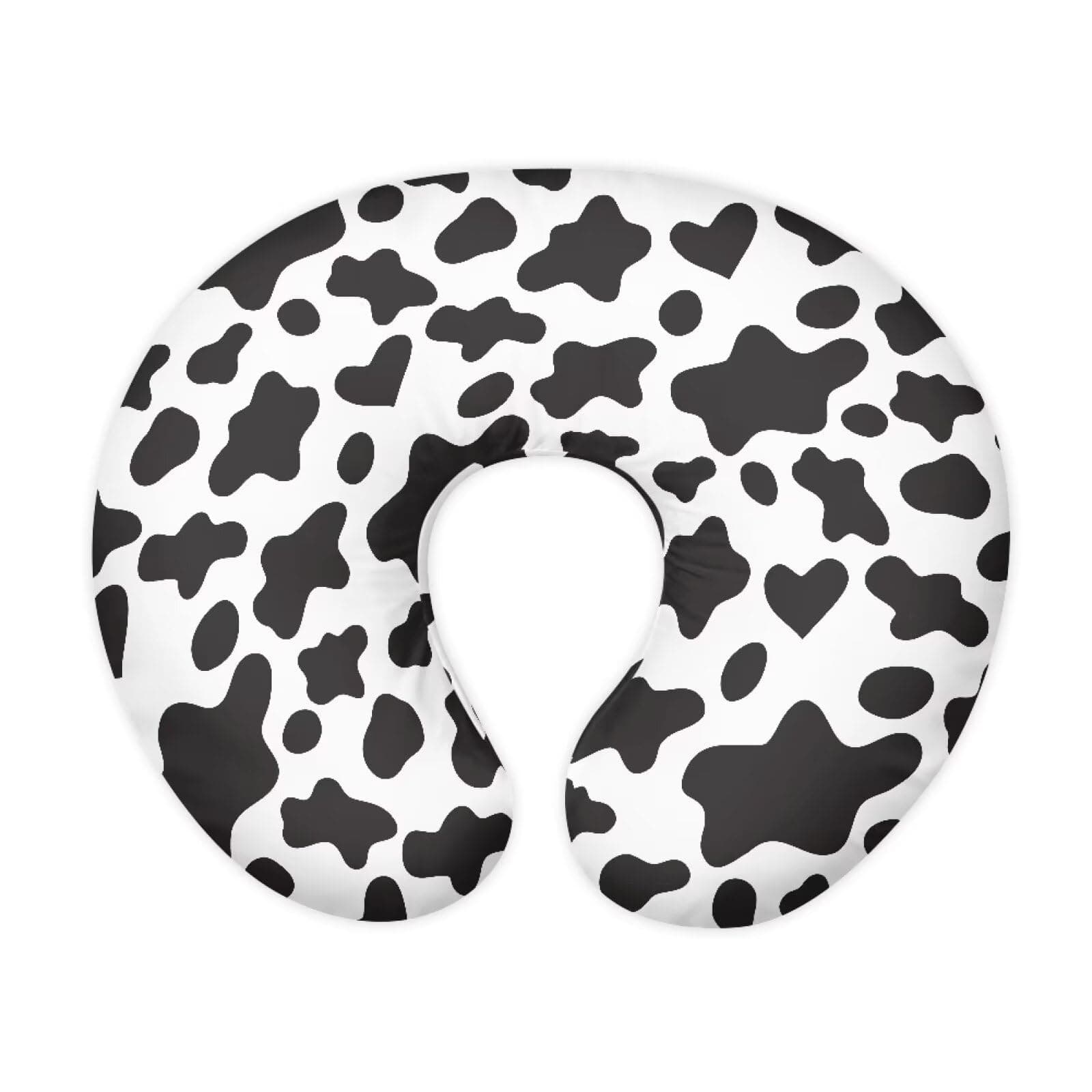 Suhoaziia Black Cow Print Baby Nursing Pillow Cover Slipcover Soft Comfortable Elastic Fabric Newborn Nursing Pillow Case with Hidden Zipper, Easy to Use Bottle Feeding Pillow Covers