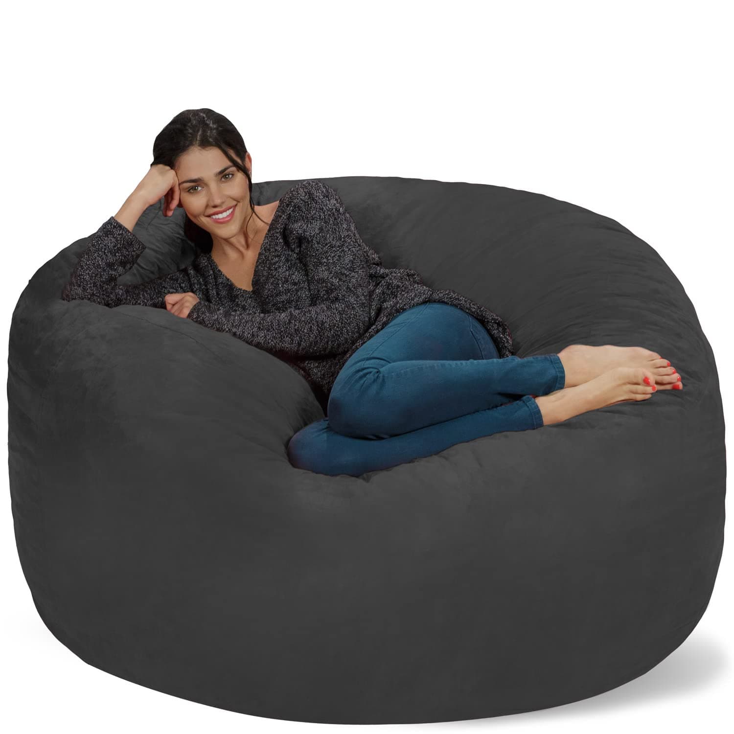 Chill Sack Bean Bag Chair: Giant 5' Memory Foam Furniture Bean Bag - Big Sofa with Soft Micro Fiber Cover - Gray