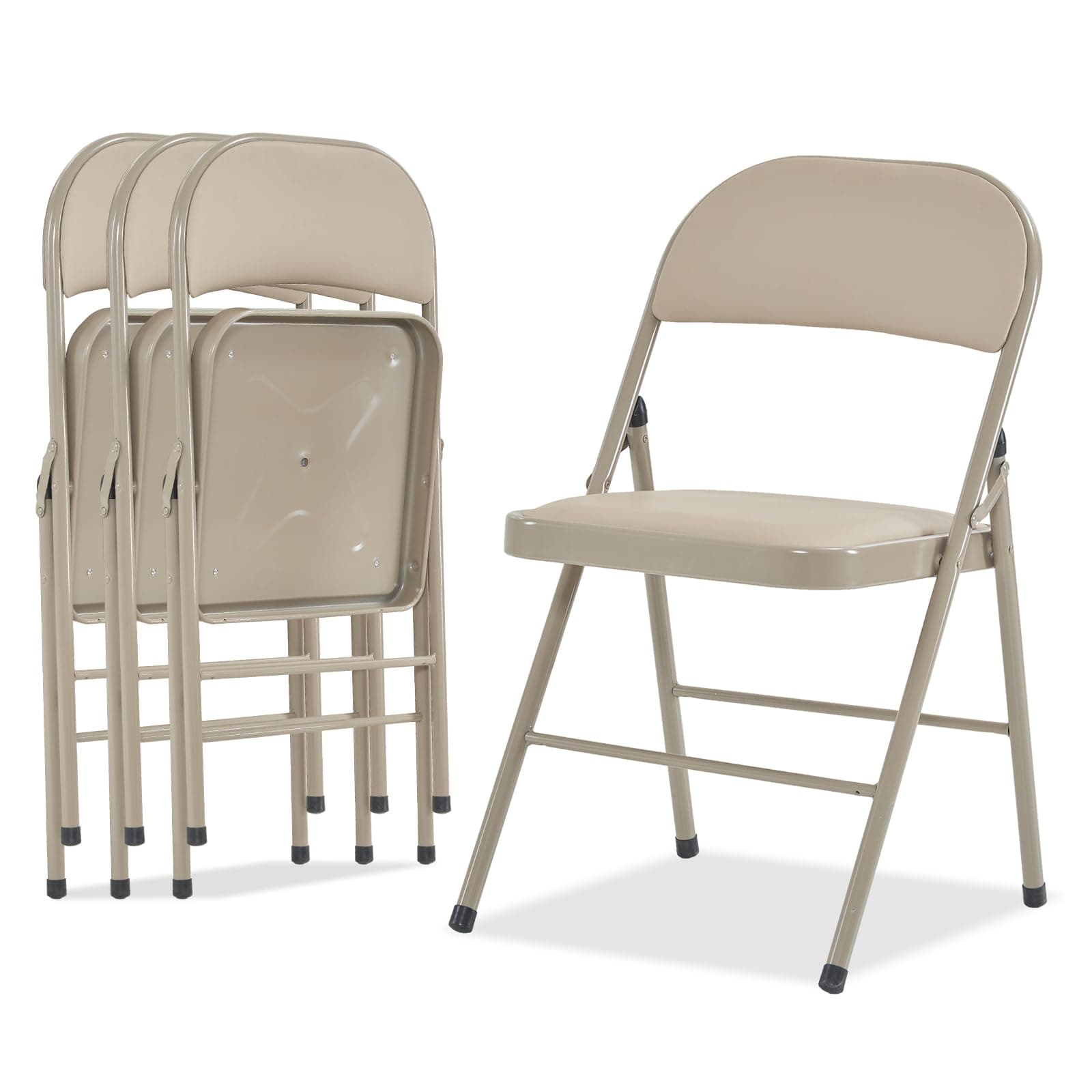 Karl home 4 Pack Brown Folding Chairs with Padded Seats, 330lbs Capacity
