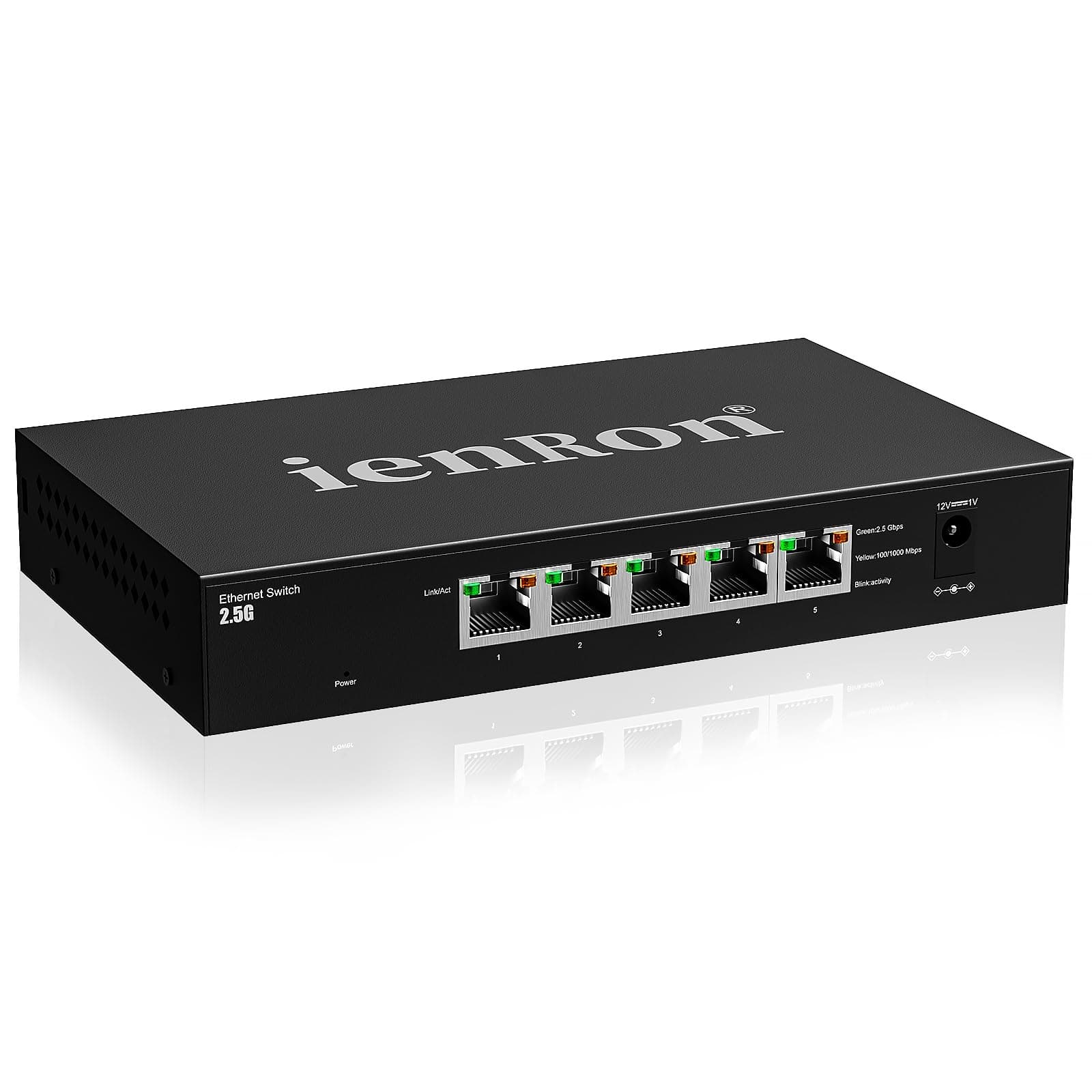 5 Port 2.5g Ethernet Switch, Unmanaged Multi-Gigabit Network Switch, 2.5Gb Switch for Gaming, NAS, PC, Laptop, Smart TV, Plug & Play, Fanless Design, Ethernet Splitter (Black)