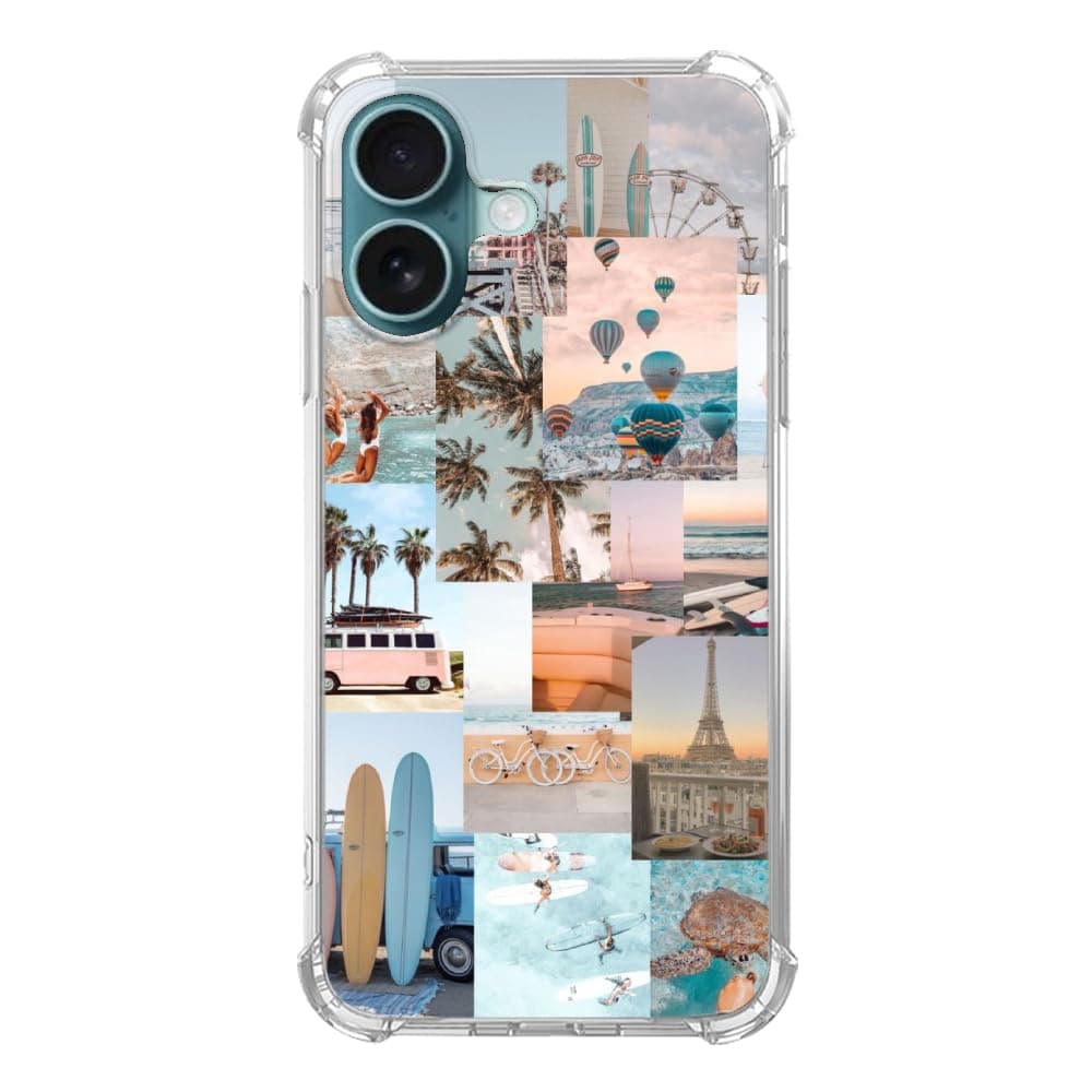 Mofreore Summer Aesthetic Case Compatible with iPhone 16, Summer Surf Hot Ballon Turtle Palm Tree Case for iPhone 16, Cool TPU Bumper Phone Cover Case
