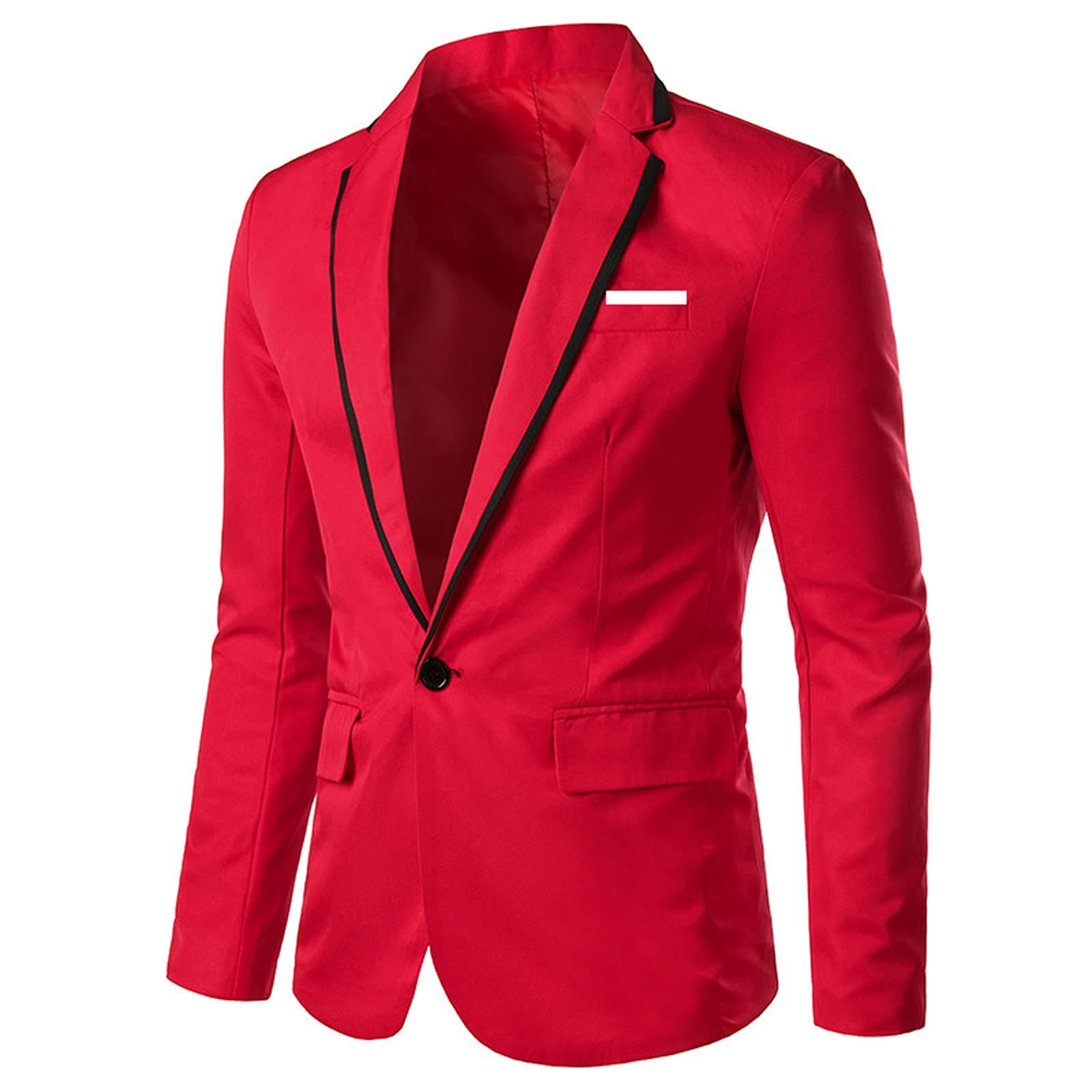 HAOLEI Mens Casual Blazer UK Sale Clearance Formal Business Suit Jackets One Button Single Breasted Tuxedo Jacket Smart Daily Blazers Regular Fit Lightweight Suits Plus Size Red