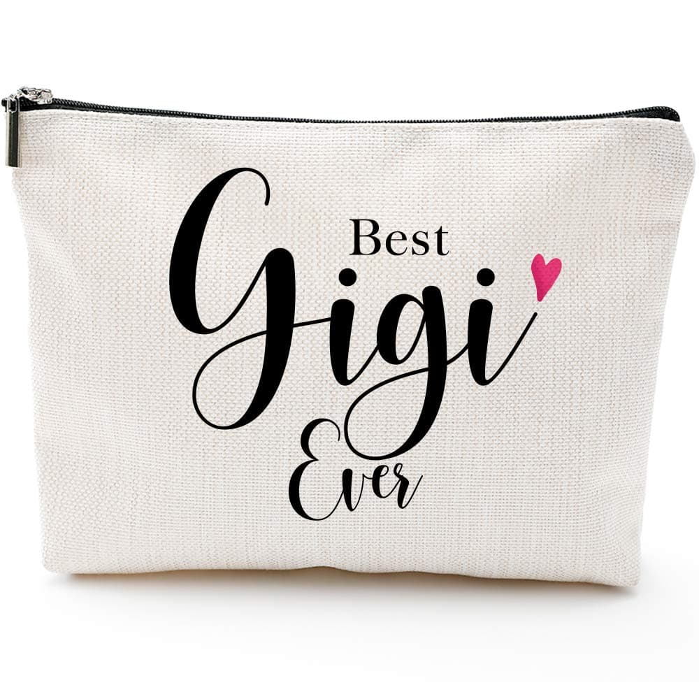 Best Gigi Ever -Makeup Bag- Birthday | Christmas | New Gigi,Gigi Gifts for Grandma, Funny Gigi Birthday Gifts, Christmas Gifts for Gigi - Grandma Gifts from Granddaughter, Grandson - New Grandma, Beige