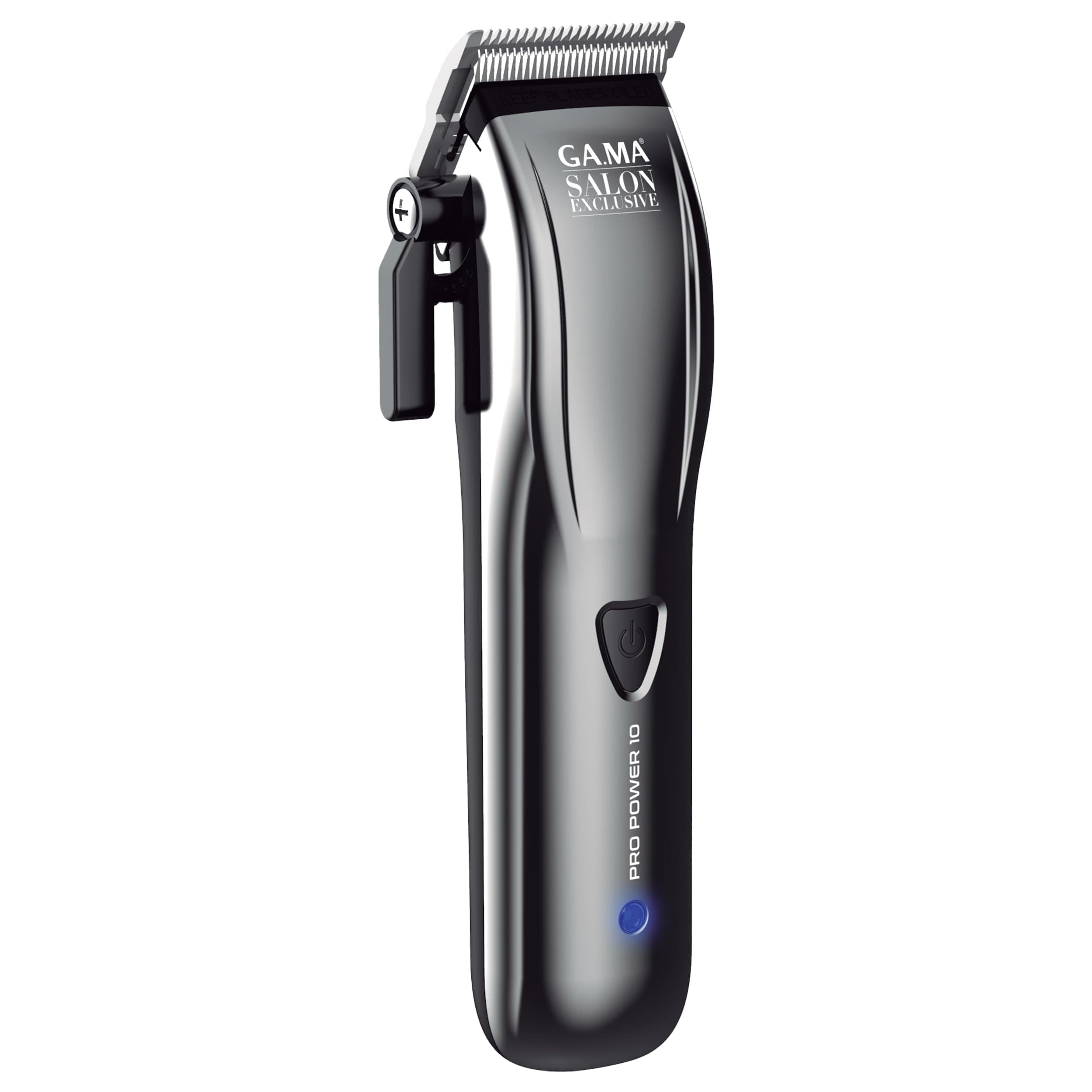 GA.MA Pro Power 10 Hair Clipper, Corded or Cordless, 9000 RPM Motor, DLC-Coated Blades, Lithium Battery, Adjustable Cutting Length