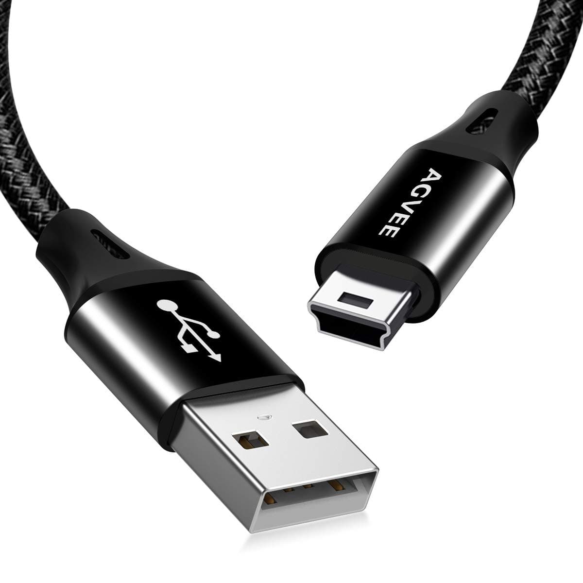 AGVEE 2 Pack 6.6ft Replacement for Garmin Nuvi GPS Charger Data Cable Gpsmap Charging Cord, TI-84 Plus/CE/C Silver, Blue Yeti USB Microphone/Pro Mic, for Canon IFC-400PCU/300PCU/200U, Black