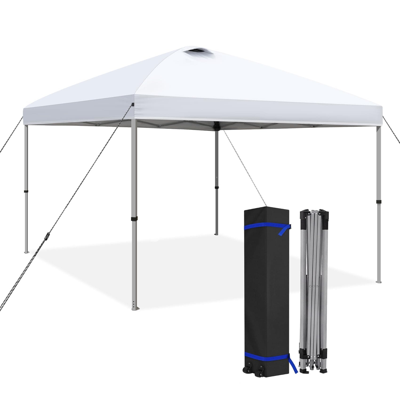 HYPER VENTURE 10x10ft Pop Up Canopy Tent with One Push Setup, White