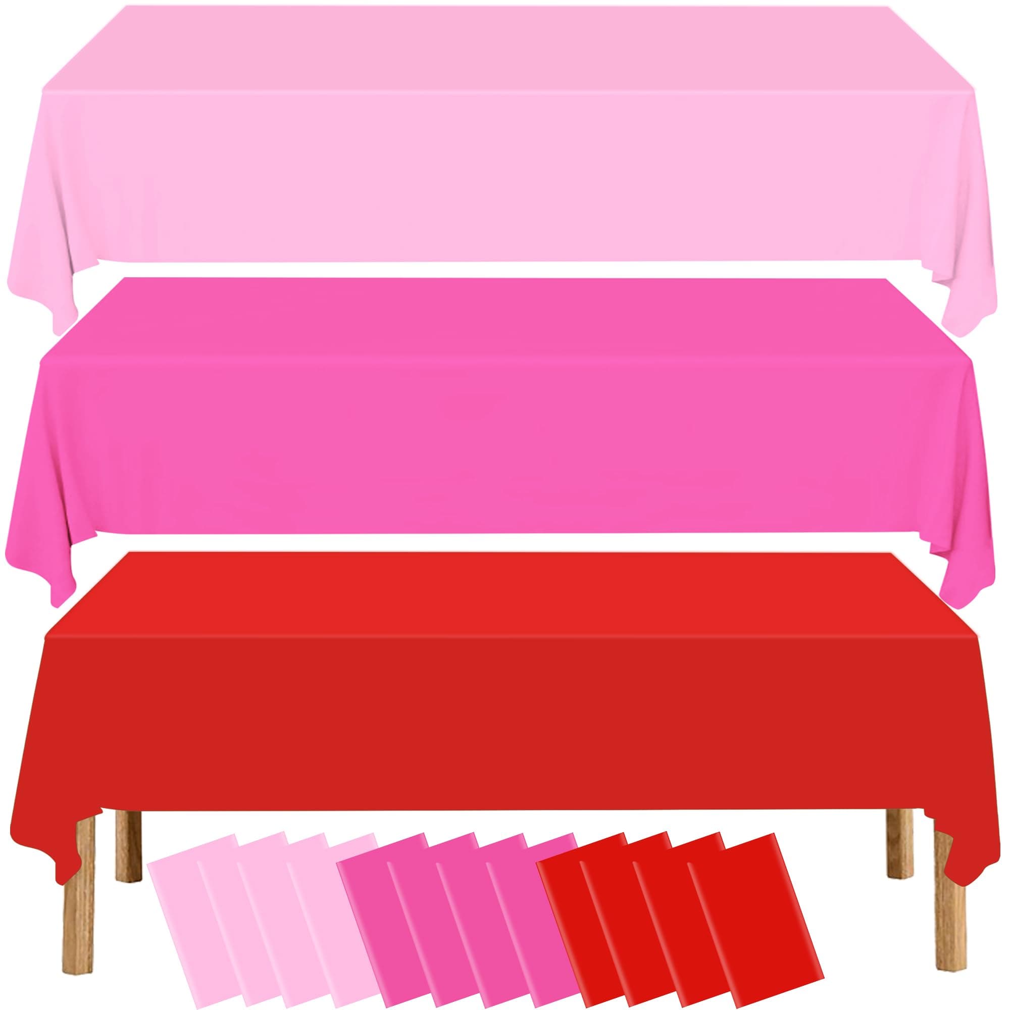 EUVBOKW 12Pcs Pink Plastic Tablecloths Disposable,54 x 108 Inch