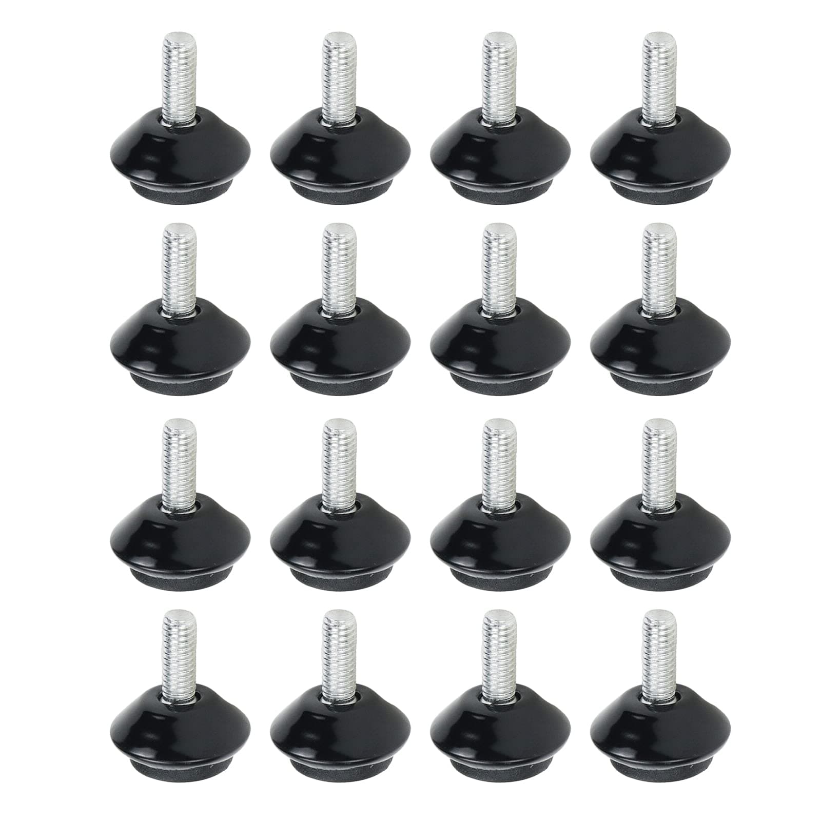 WDONAY M6 Adjustable Furniture Feet 16Pcs Swivel Furniture Leg Levelers Table Chair Leveling Feet, Angle Height Adjustable, Black