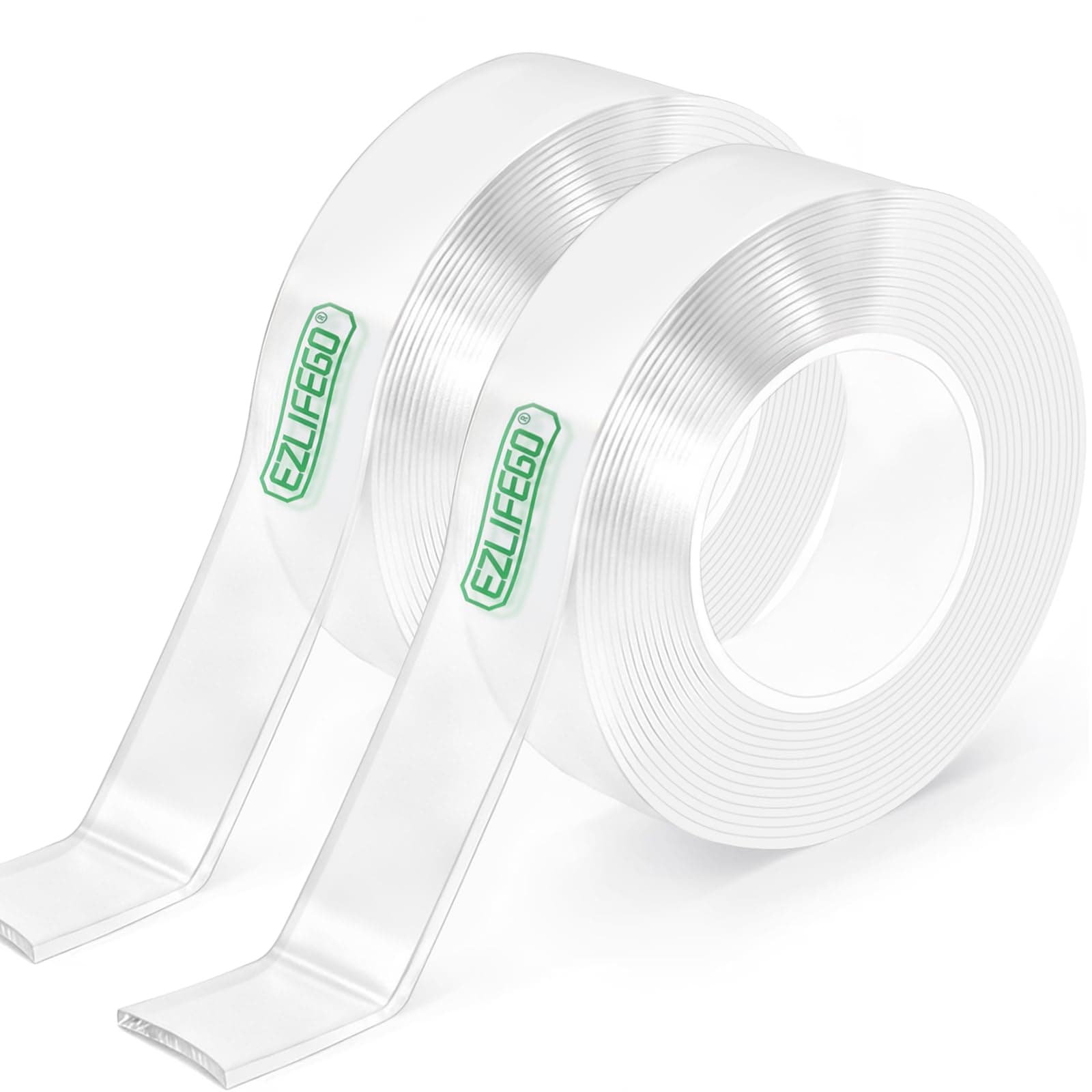 EZlifego Double Sided Tape Heavy Duty(Extra Large, Pack of 2, Total 396 Inch), Nano Double Sided Adhesive Tape, Clear Mounting Tape Picture Hanging Strips, Removable Wall Tape Sticky Poster Tape Decor