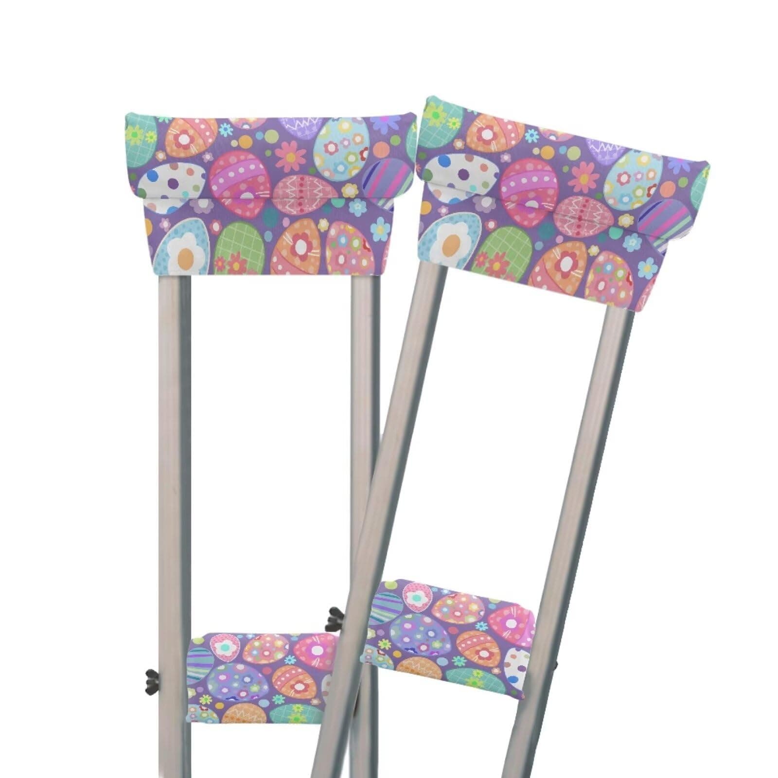 Luarisgur Easter Eggs Crutches Accessories Comfortable Crutches Padding Breathable Crutch Pads for Armpits and Hand Grips Universal Cushions for Adult Youth Crutches Foam Support Set of 4