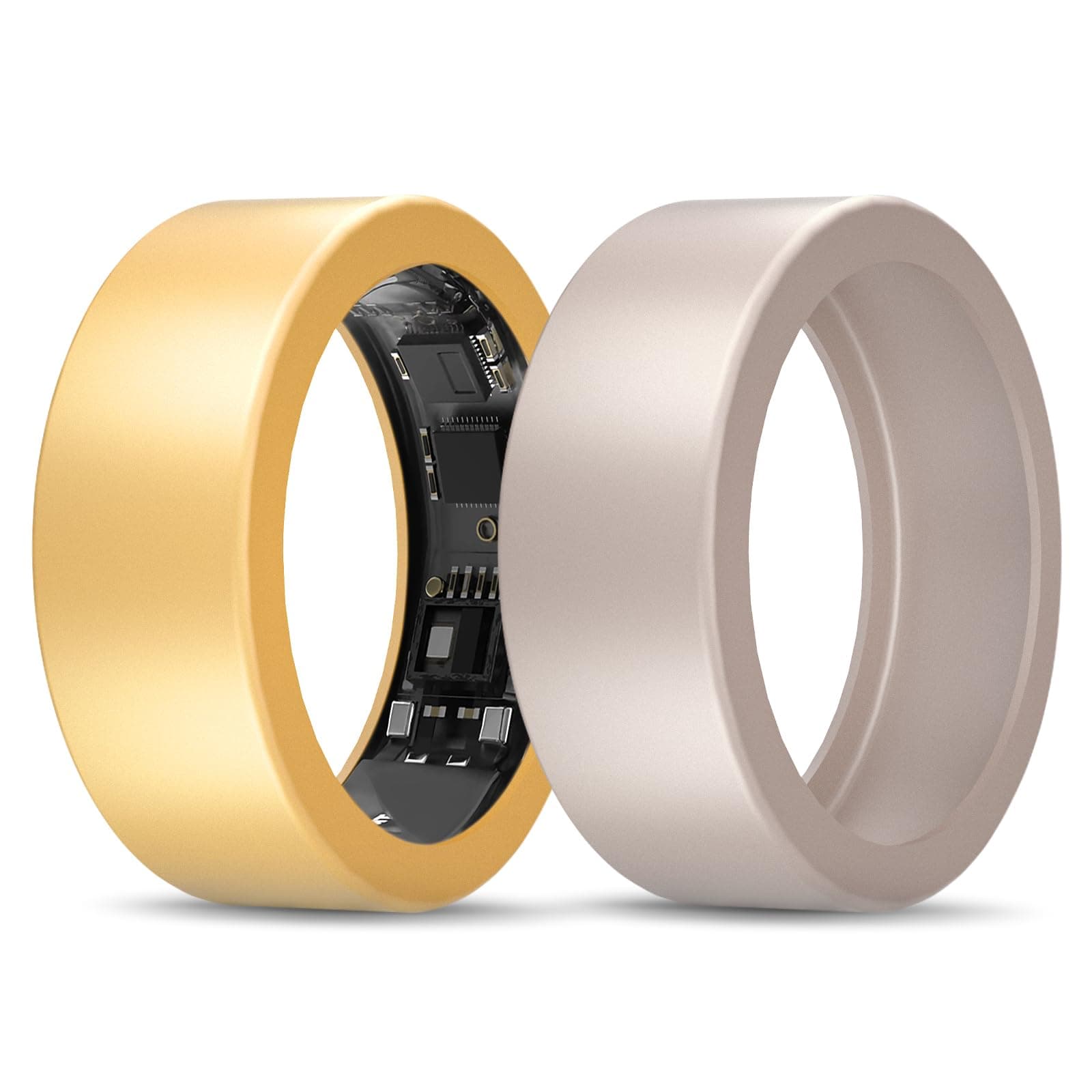 Compatible with UltraHuman Ring AIR Cover - Elastic Silicone Ring Protector for Working Out (M, Gold+Rosegold)