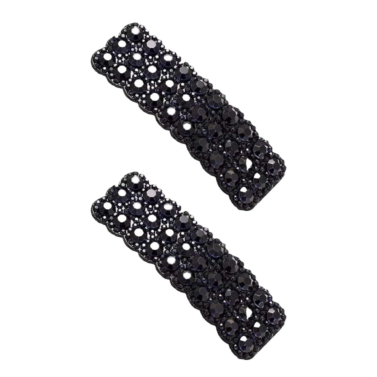 2Pcs Black Rhinestones Snap Hair Clips for Women Girls Rectangular Hairpins Korean Barrettes Hair Accessories, Shiny Luxury Hairpins Wedding Rhinestone Hair Clips