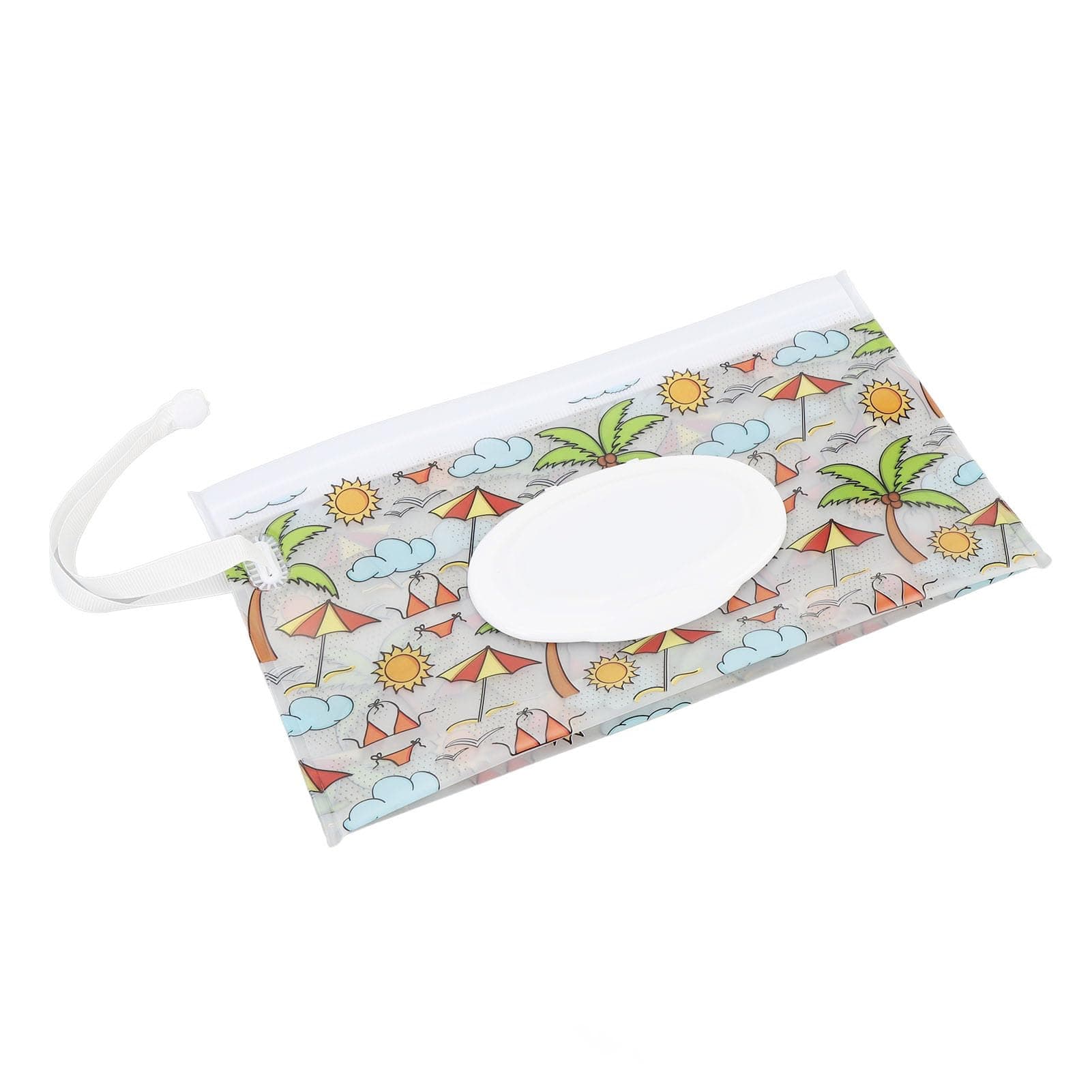 Masyrt Large Reusable Wet Wipe Pouch with Pull Out Flip Lid, Portable Refillable Wipes Dispenser, Ideal for Home and Shopping, Translucent Coconut Pattern