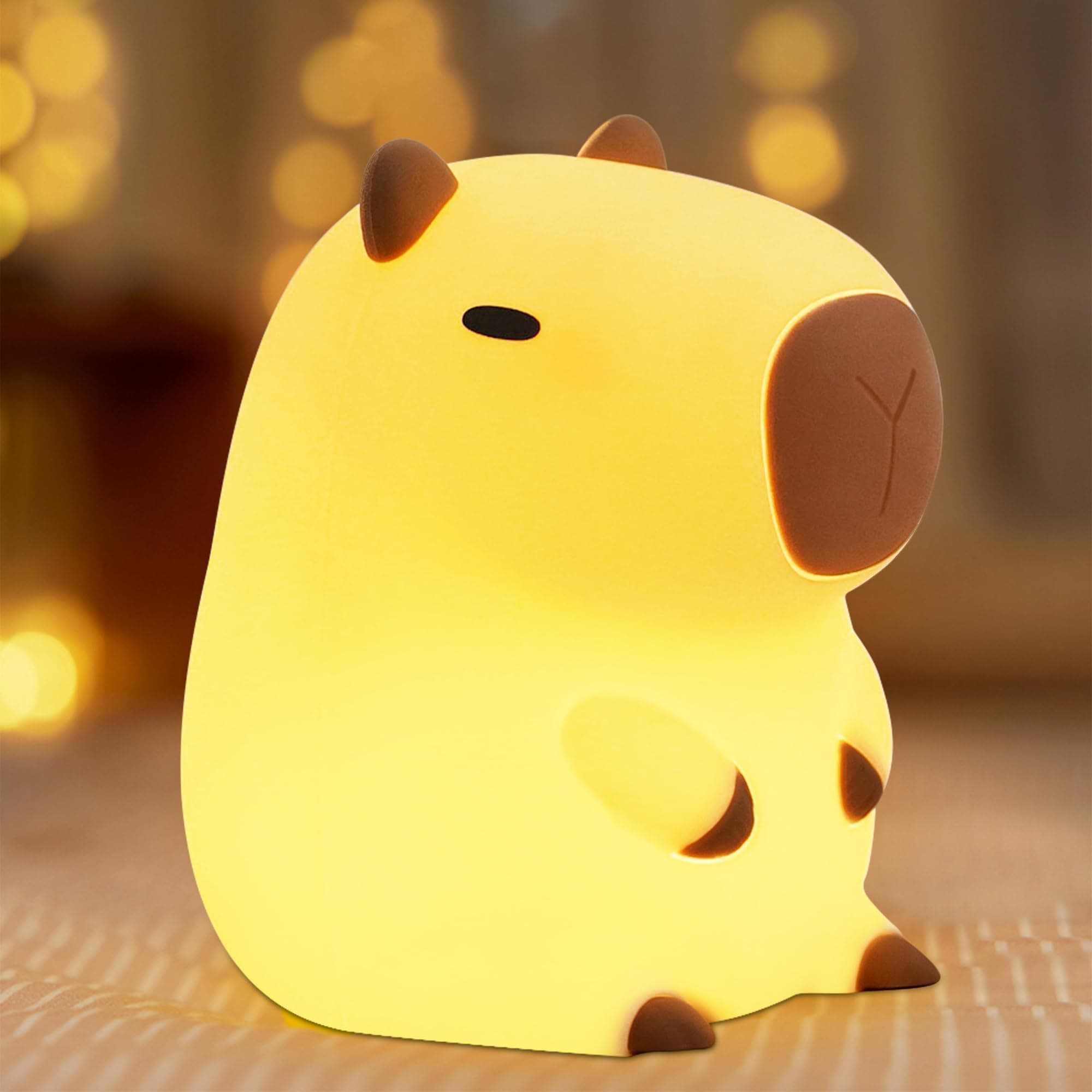 FULLOSUN Capybara Night Light for Kids, Soft Silicone Touch Lamp with Dim