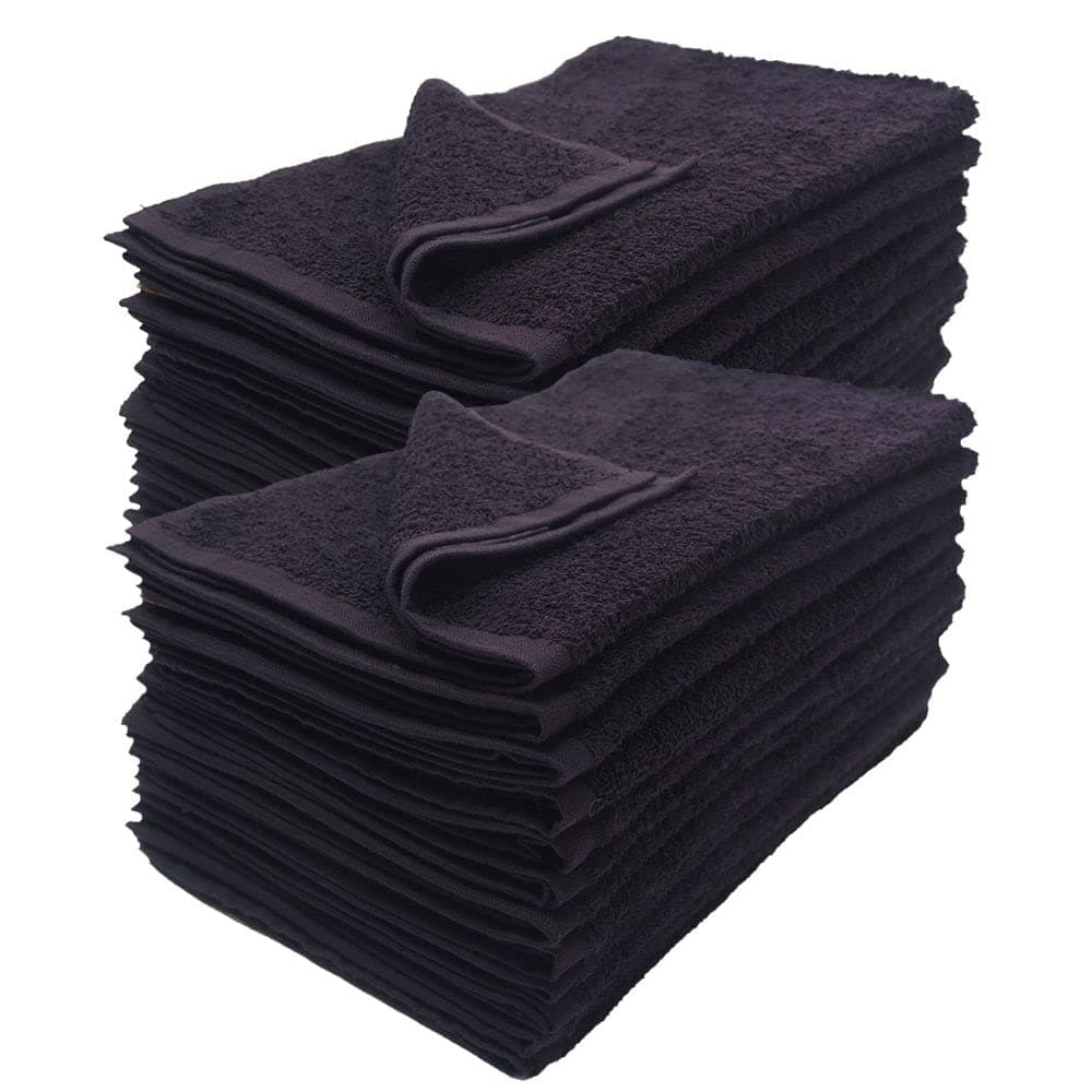 Towel Supercenter 16X26 Bleach Proof Towels 100% Cotton Hair Salon Bleach Resistant Towels Nail Salon Towels (Black, 12)