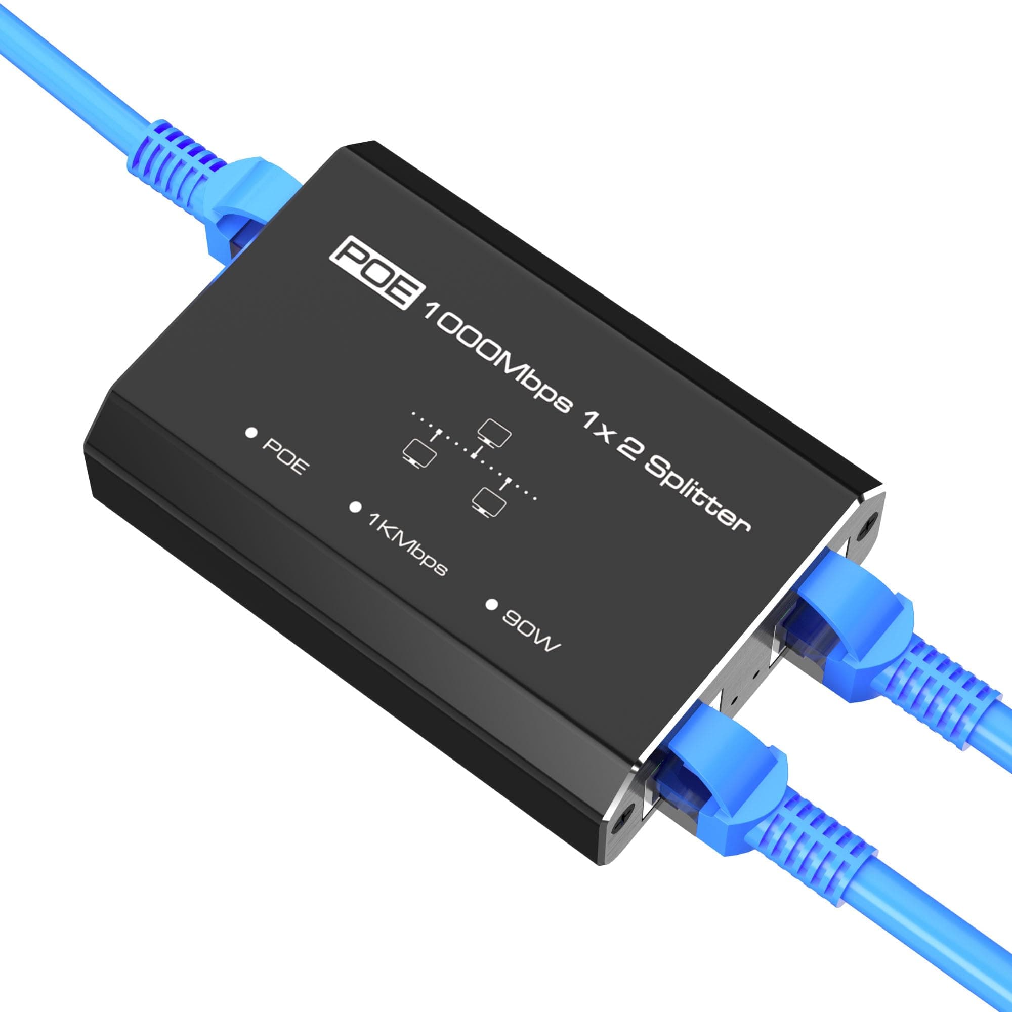 PoE Ethernet Splitter 1 to 2 1000Mbps, Gigabit PoE Switch, Gigabit Dual RJ45 Splitter for Cat5e/6/7/8 Cable, Work with POE IP Camera, Ethernet Switch, and More, Plug & Play, Distance Up to 328 Ft.