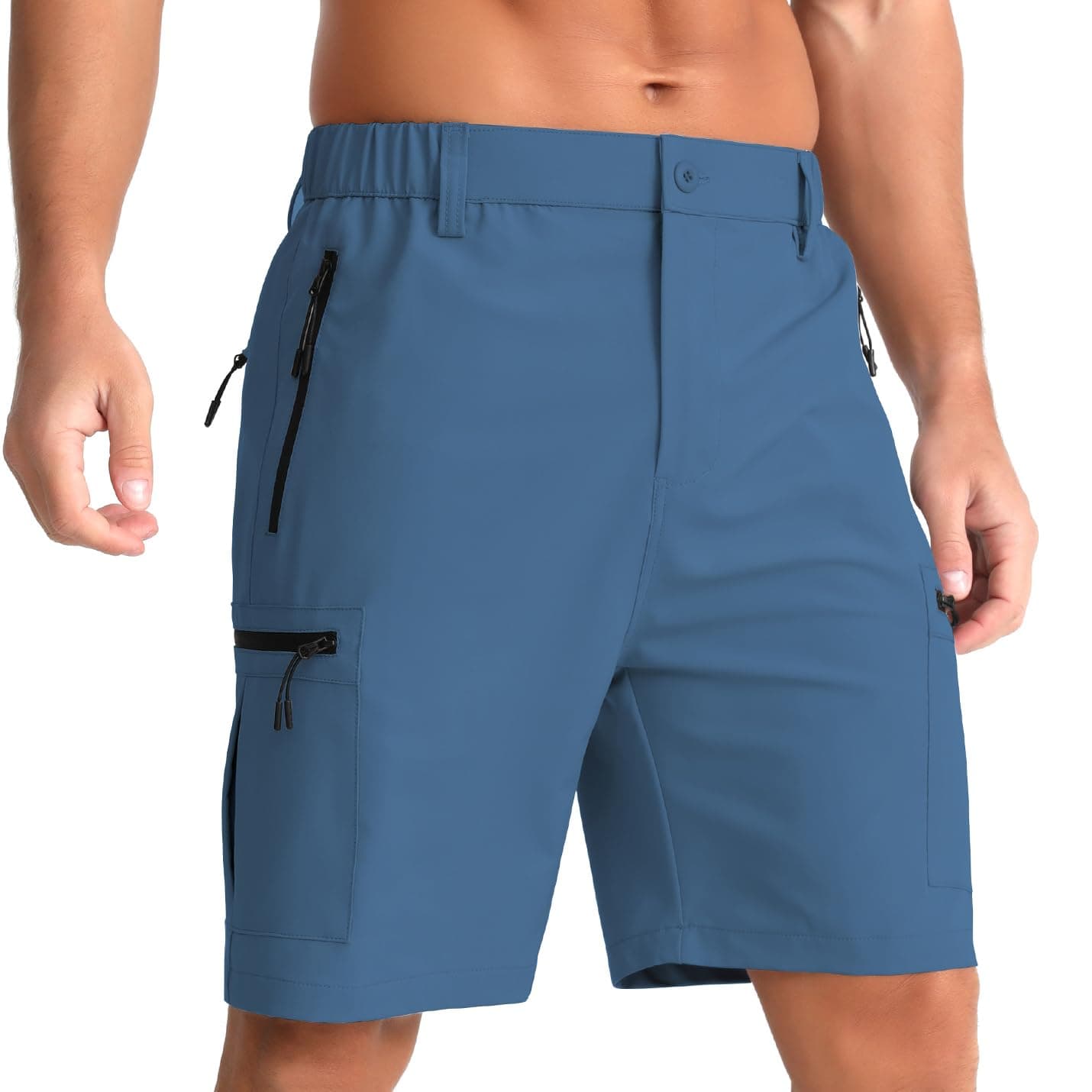 iCKER Mens Cargo Shorts Quick Dry Outdoor Hiking Shorts with Zip Pockets Lightweight Golf Shorts,Blue GL039,M