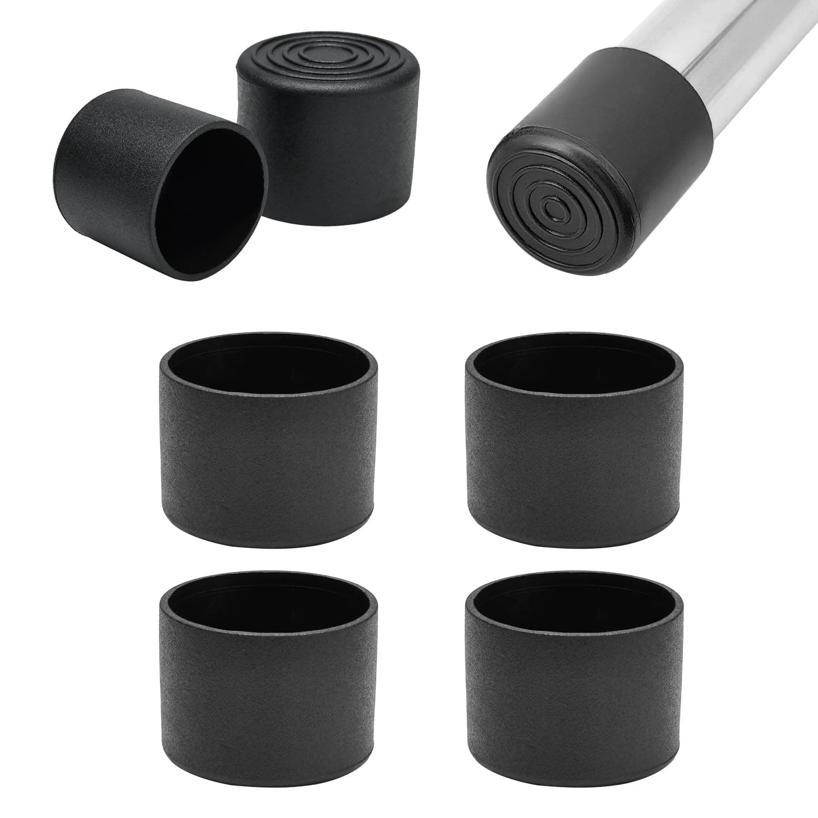 EASYEAH 4 Pcs 1-1/2" (38mm) Black Round Chair Leg Floor Protectors