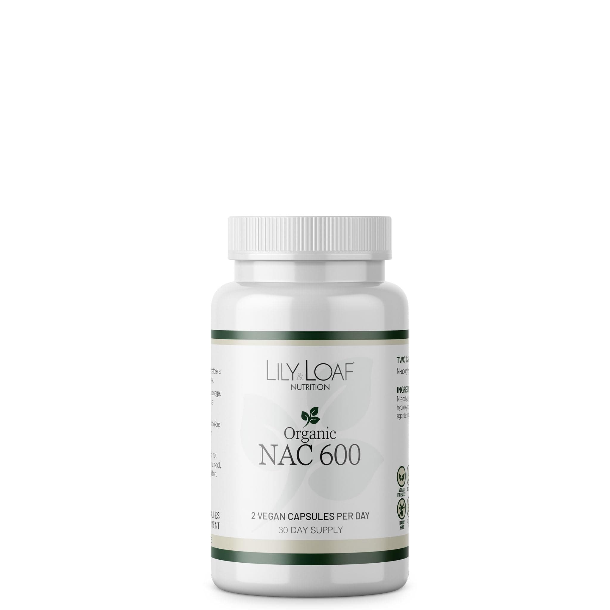 NAC 600mg – 30 Day Supply – N-Acetyl Cysteine – Gluten-Free, Organic, Vegan & Vegetarian Friendly – Antioxidant & Immune Support Supplement